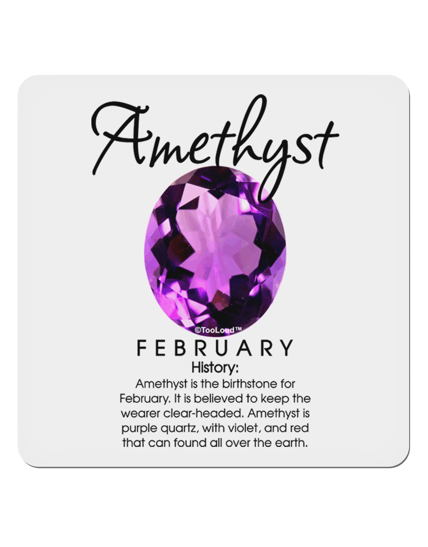 Birthstone Amethyst 4x4" Square Sticker-Stickers-TooLoud-1-Davson Sales
