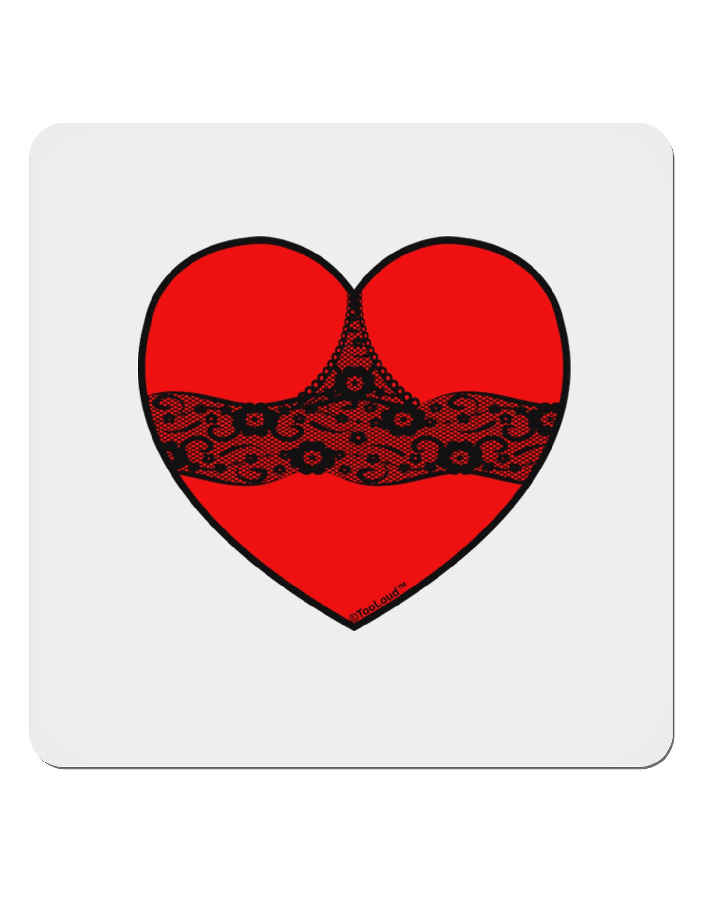 Black Lace Panty Heart 4x4" Square Sticker 4 Pieces-Stickers-TooLoud-White-Davson Sales