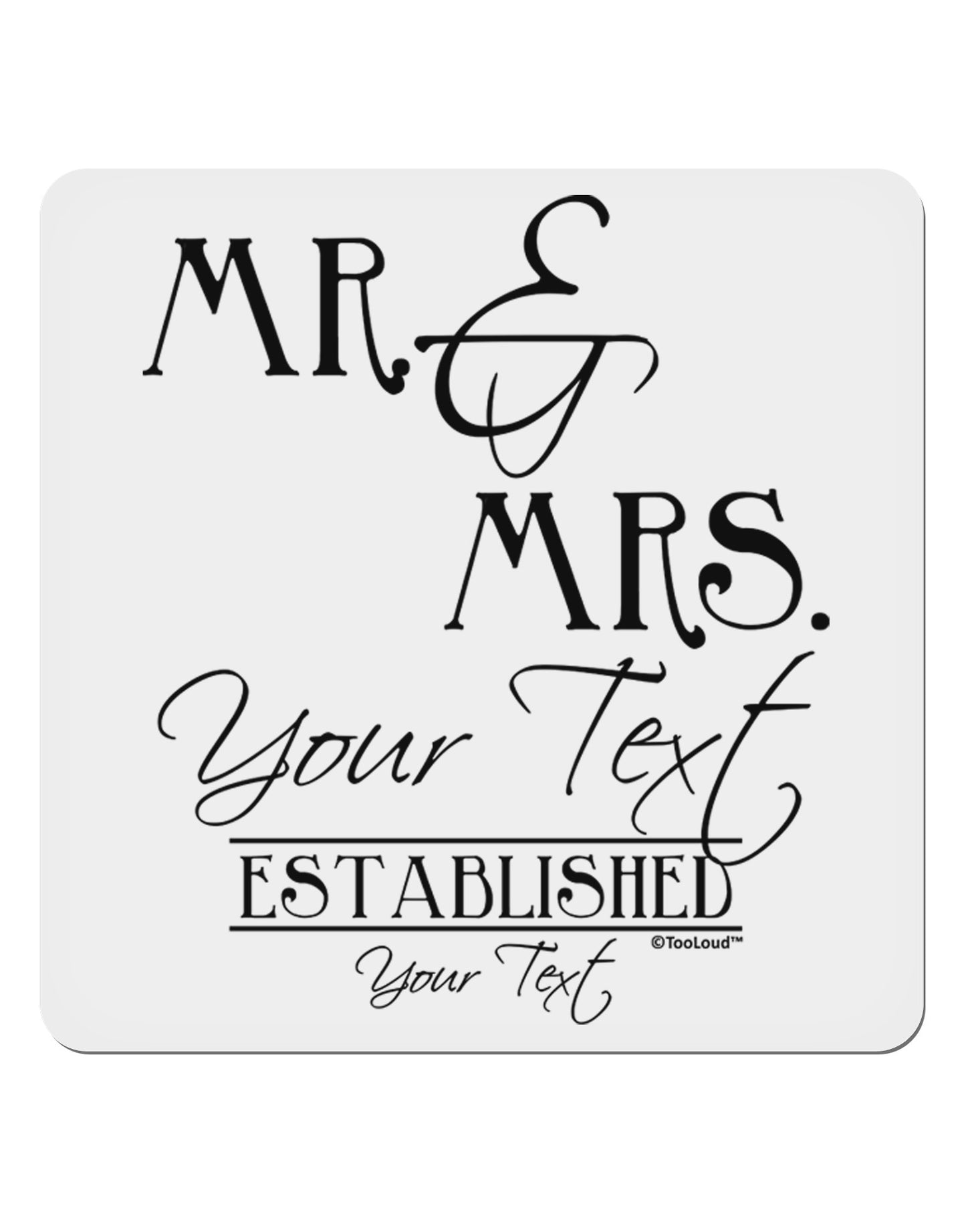 Personalized Mr and Mrs -Name- Established -Date- Design 4x4" Square Sticker 4 Pieces-Stickers-TooLoud-White-Davson Sales