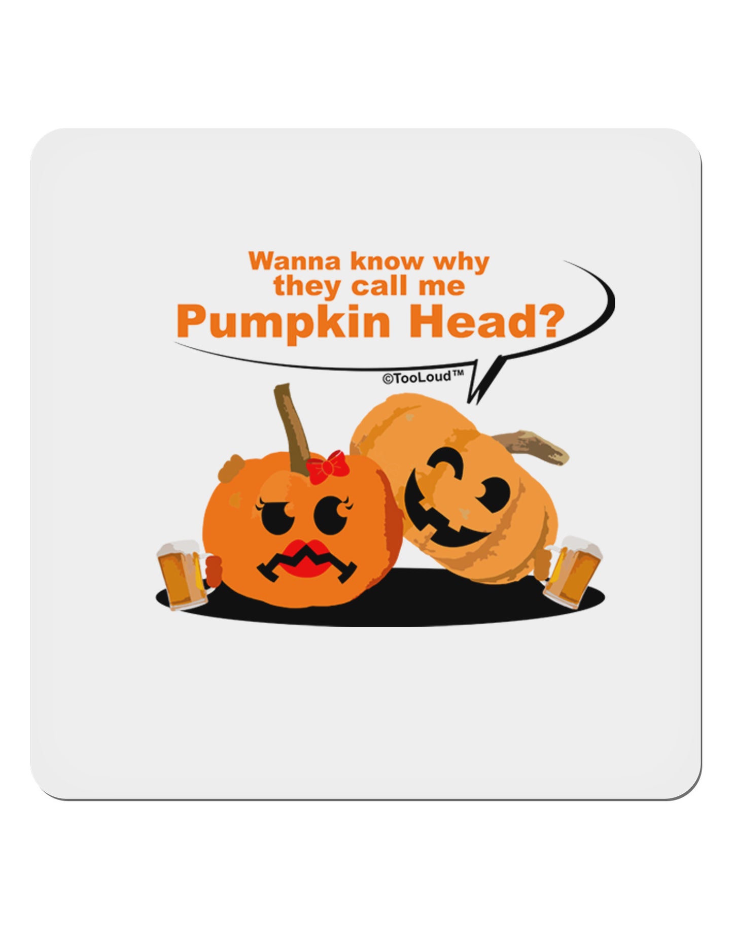Pumpkin Head 4x4" Square Sticker 4 Pieces-Stickers-TooLoud-White-Davson Sales