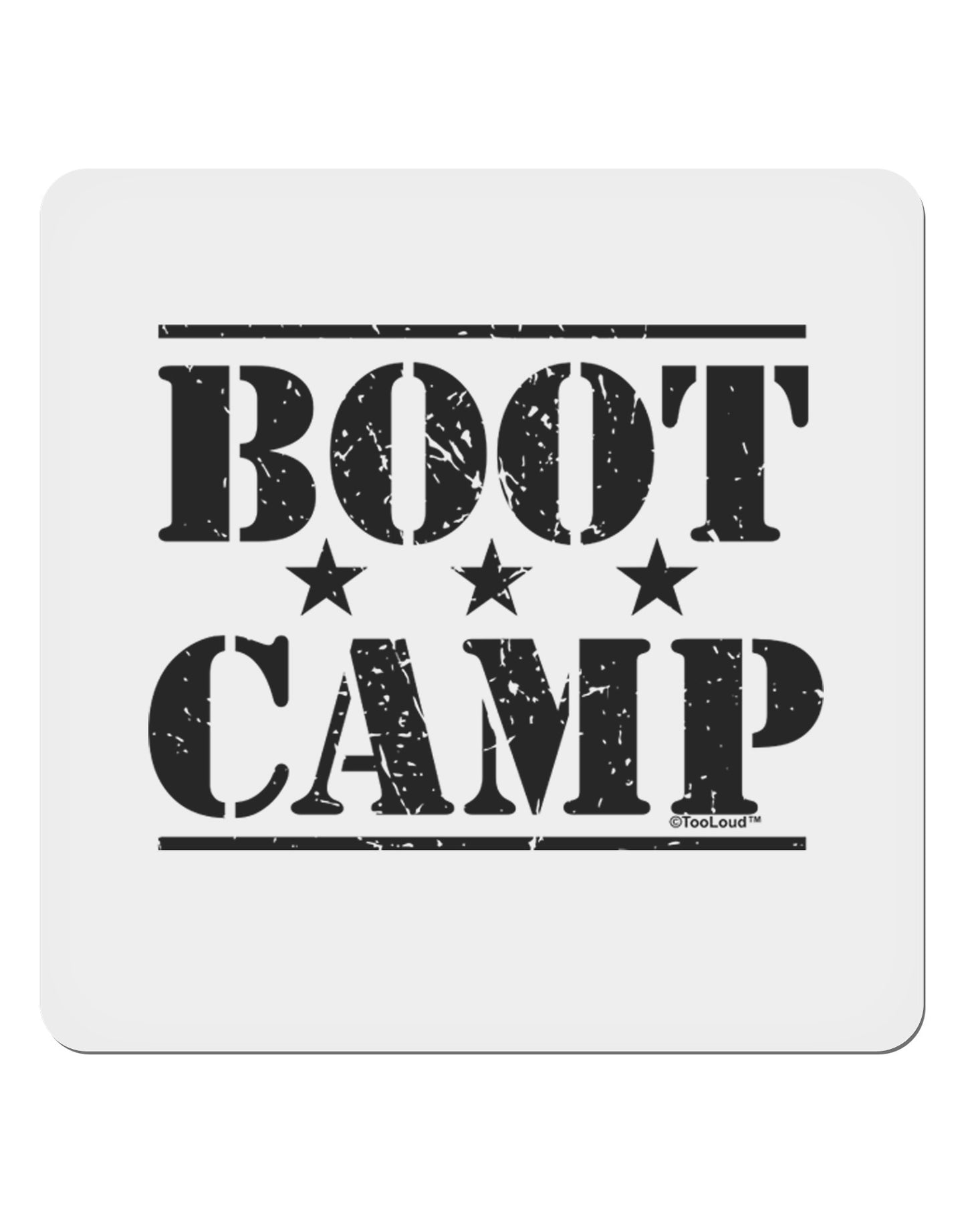 Bootcamp Large distressed Text 4x4" Square Sticker 4 Pieces-Stickers-TooLoud-White-Davson Sales