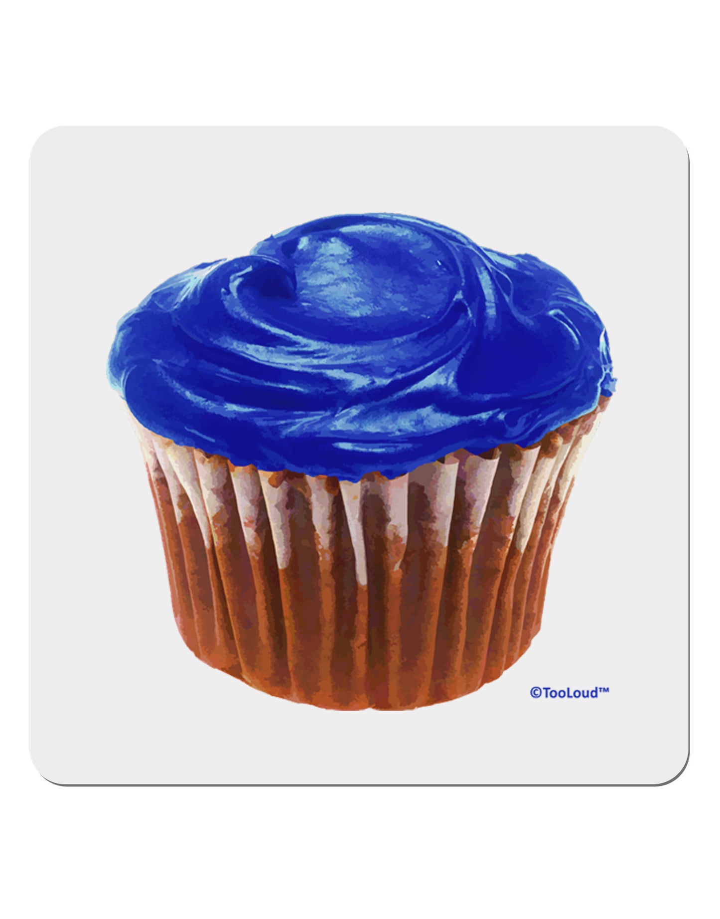 Giant Bright Blue Cupcake 4x4" Square Sticker 4 Pieces-Stickers-TooLoud-White-Davson Sales