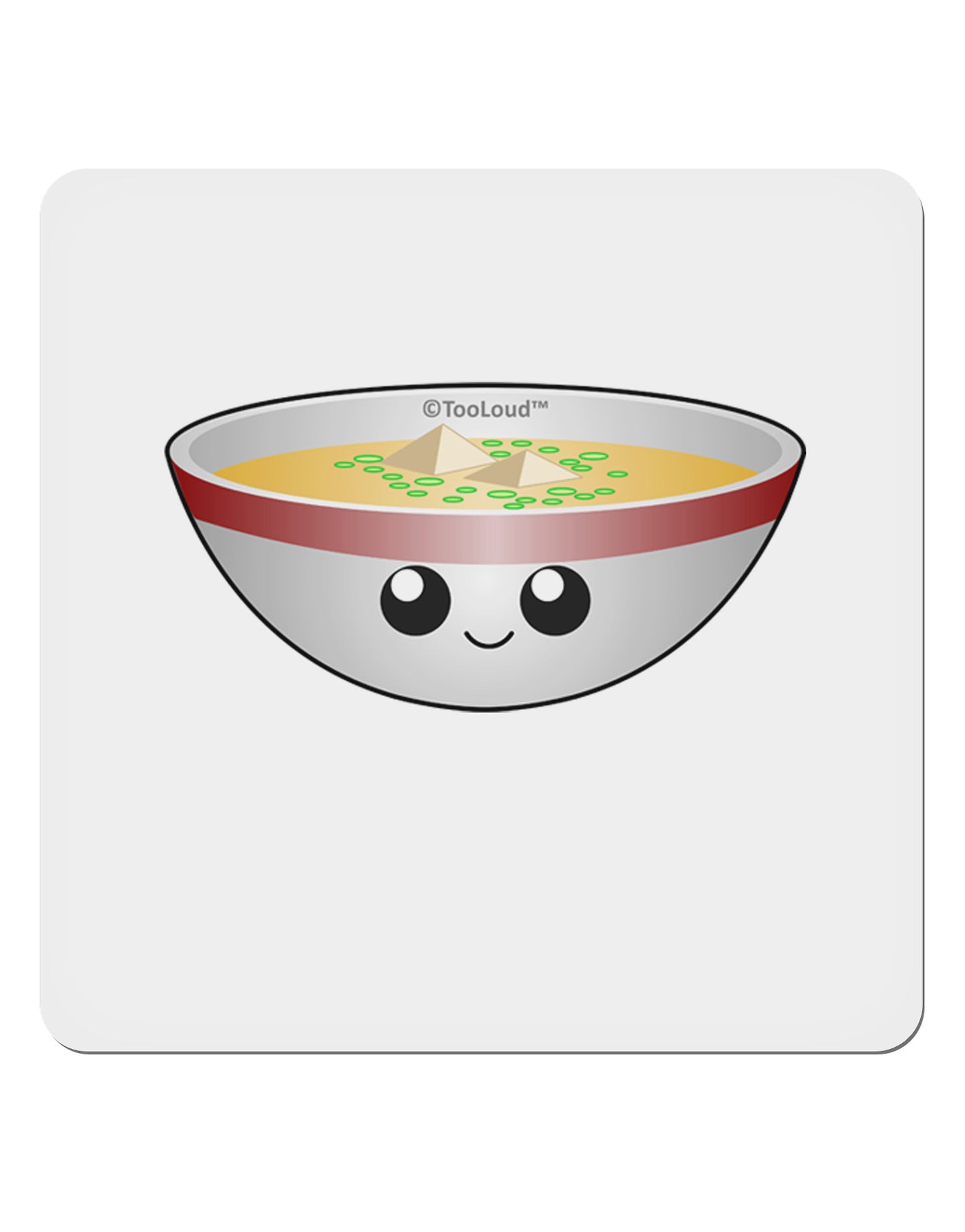 Cute Miso Soup Bowl 4x4" Square Sticker 4 Pieces-Stickers-TooLoud-White-Davson Sales