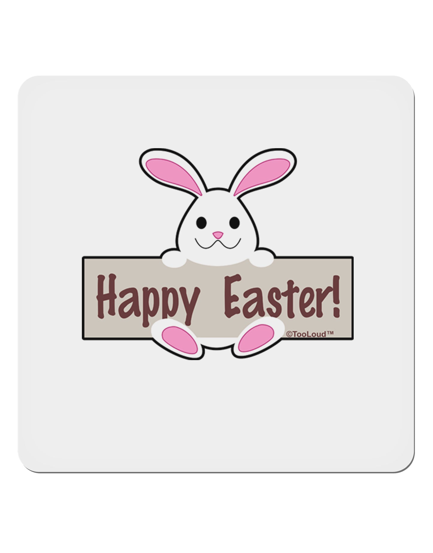 Cute Bunny - Happy Easter 4x4" Square Sticker 4 Pieces-Stickers-TooLoud-White-Davson Sales