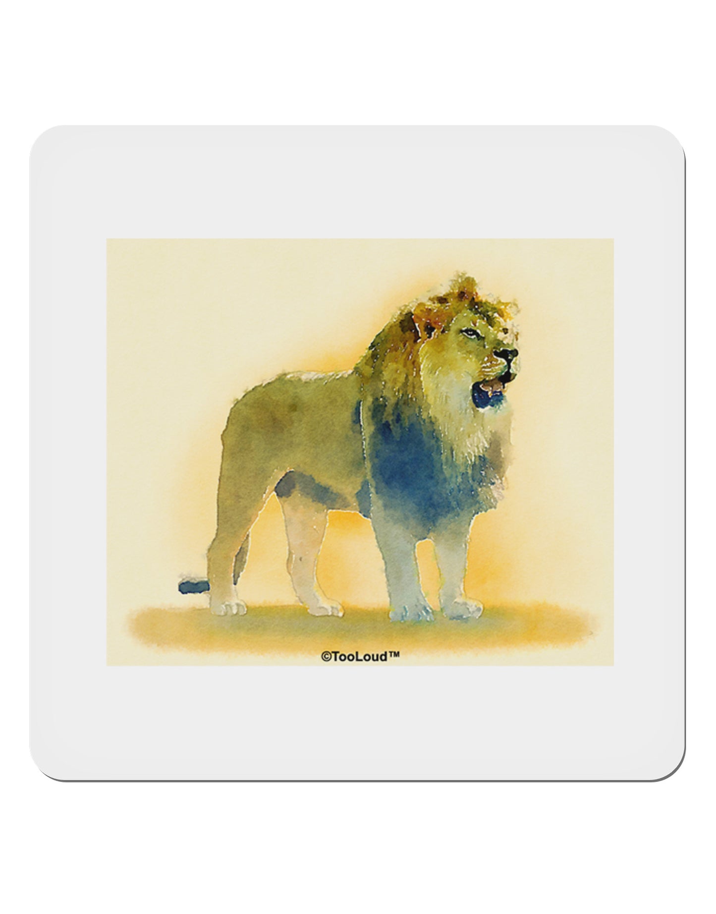 Lion Watercolor 1 4x4" Square Sticker 4 Pieces-Stickers-TooLoud-White-Davson Sales