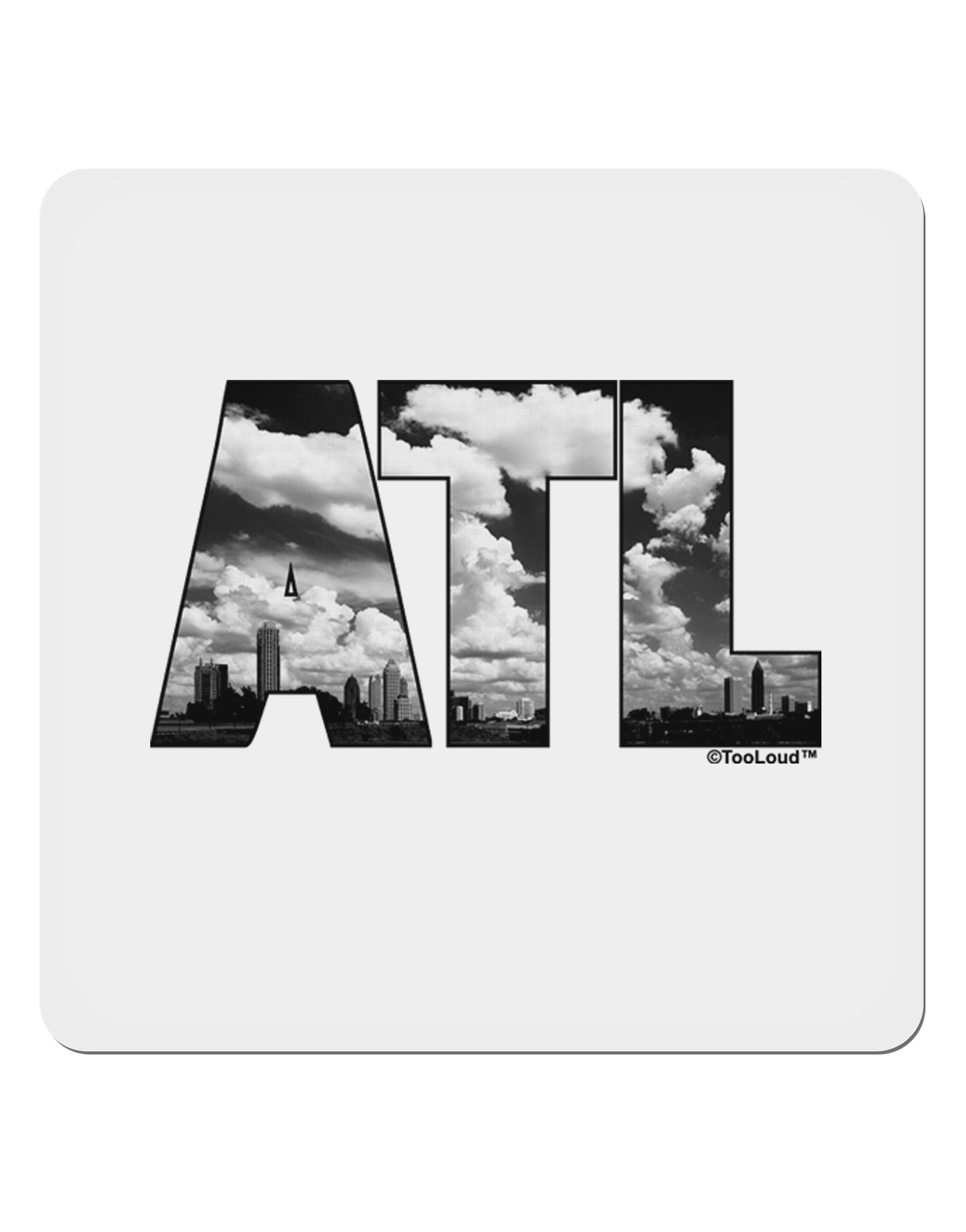 ATL Atlanta Text 4x4" Square Sticker 4 Pieces-Stickers-TooLoud-White-Davson Sales