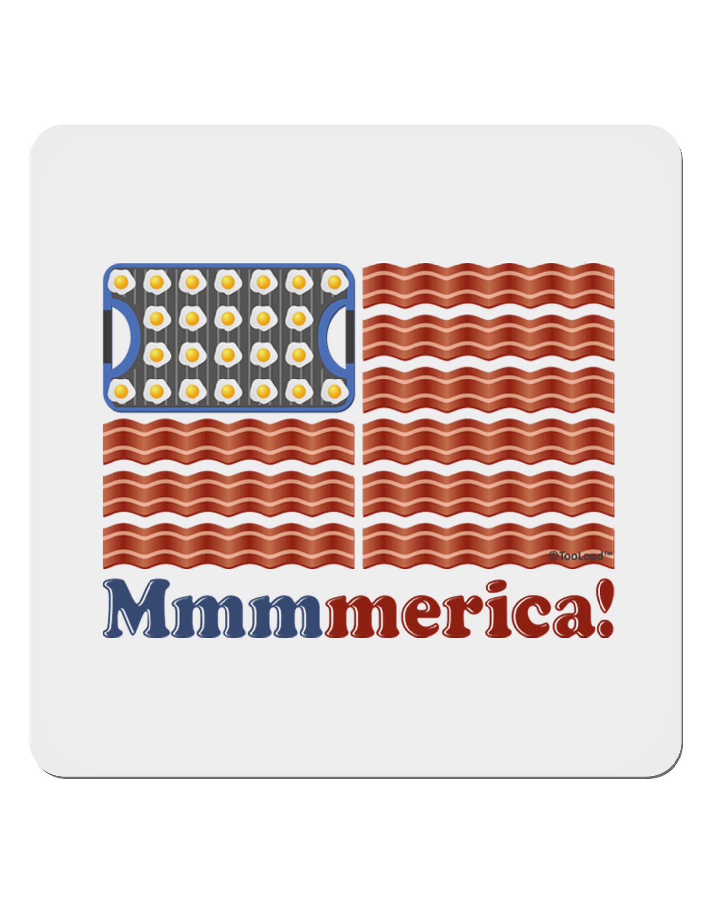 American Breakfast Flag - Bacon and Eggs - Mmmmerica 4x4" Square Sticker 4 Pieces-Stickers-TooLoud-White-Davson Sales