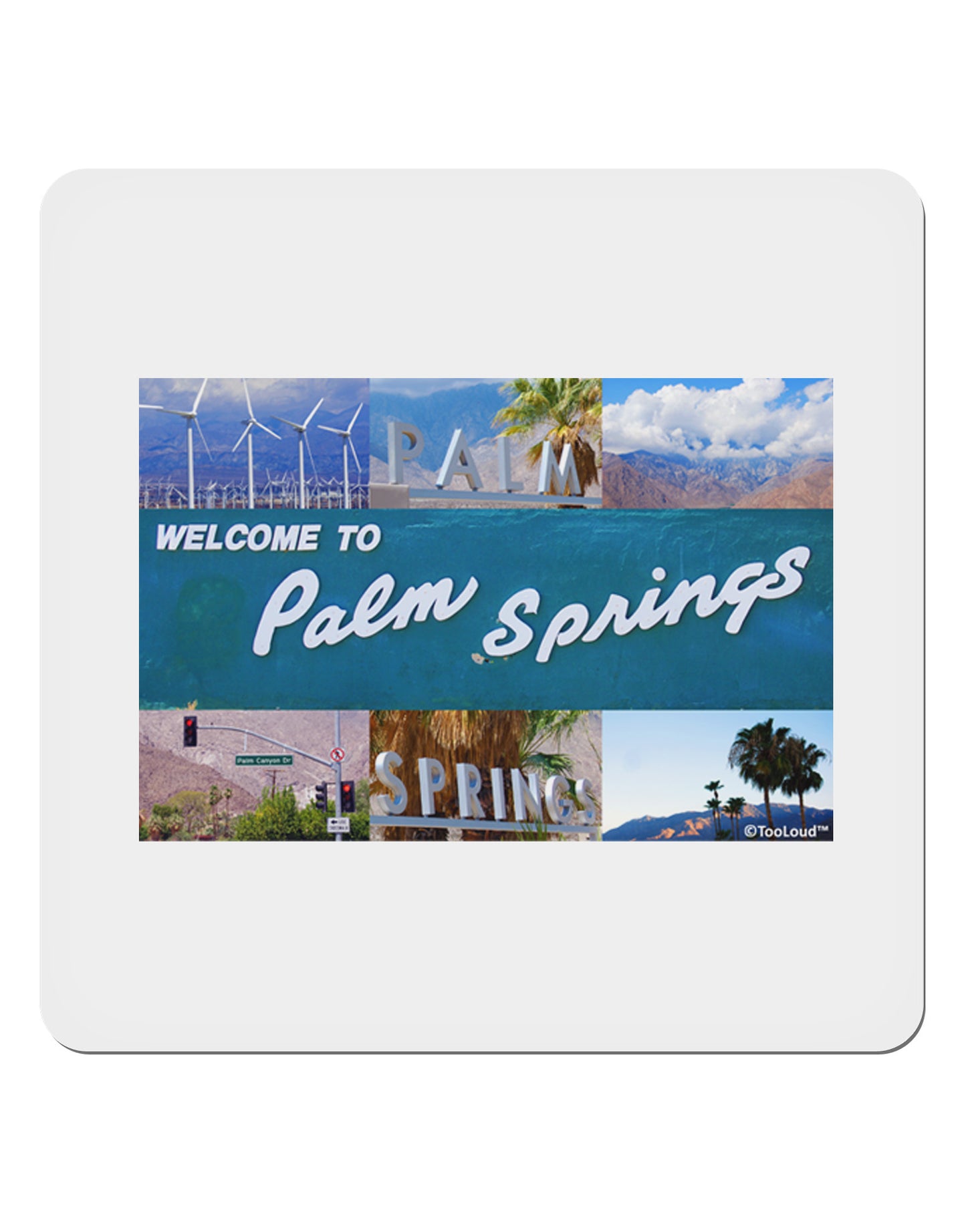 Welcome to Palm Springs Collage 4x4" Square Sticker 4 Pieces-Stickers-TooLoud-White-Davson Sales