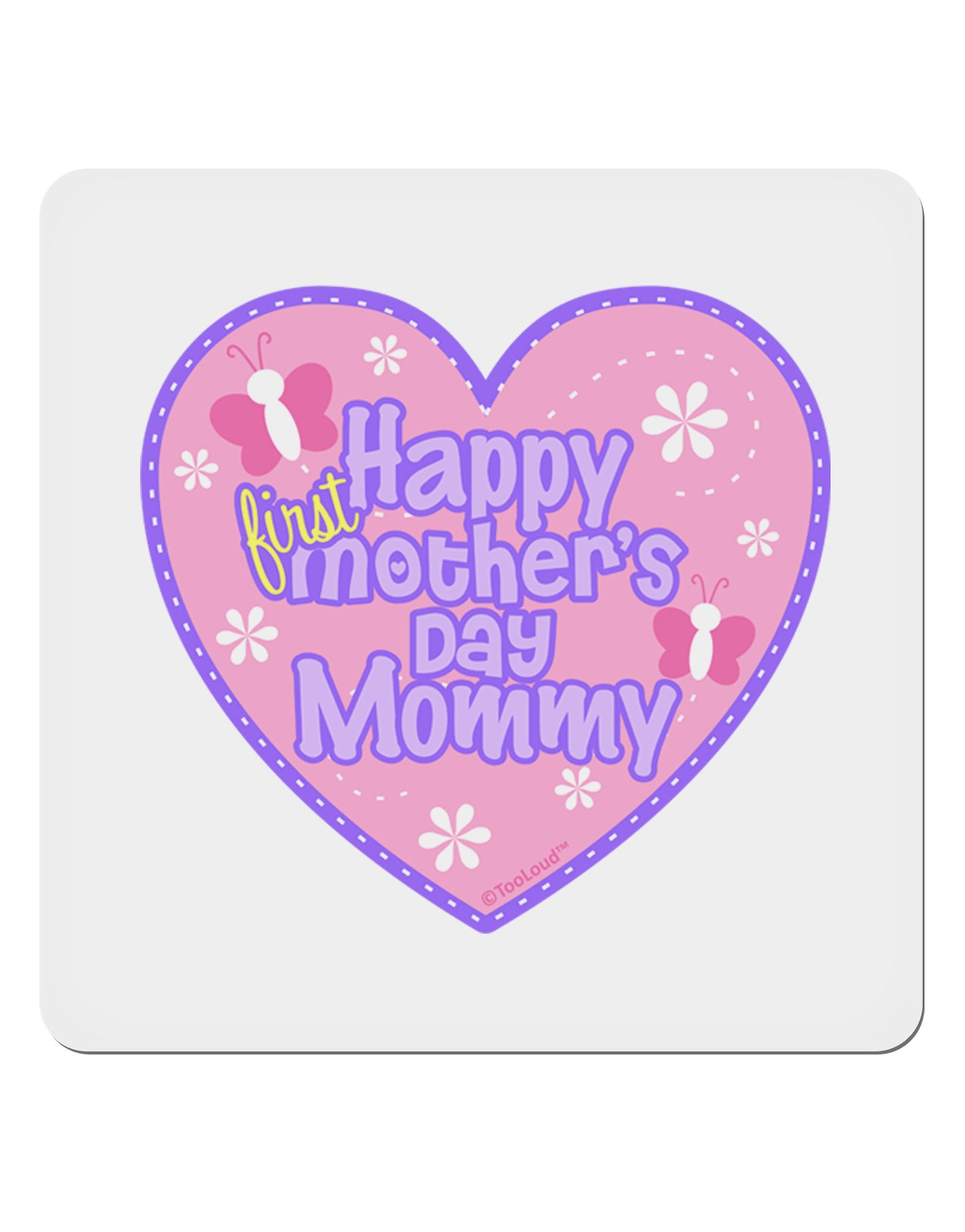 Happy First Mother's Day Mommy - Pink 4x4" Square Sticker 4 Pieces-Stickers-TooLoud-White-Davson Sales