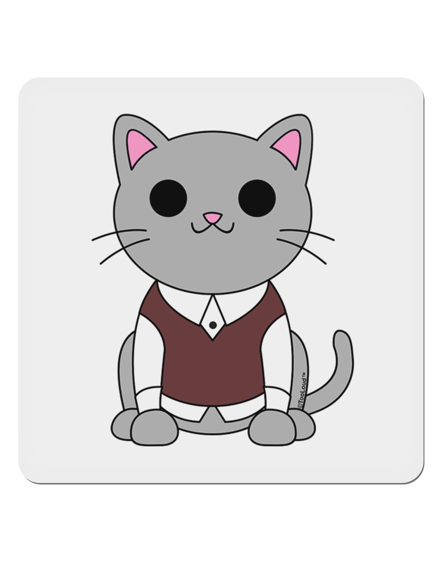 Cute Sweater Vest Cat Design 4x4" Square Sticker 4 Pieces-Stickers-TooLoud-White-Davson Sales
