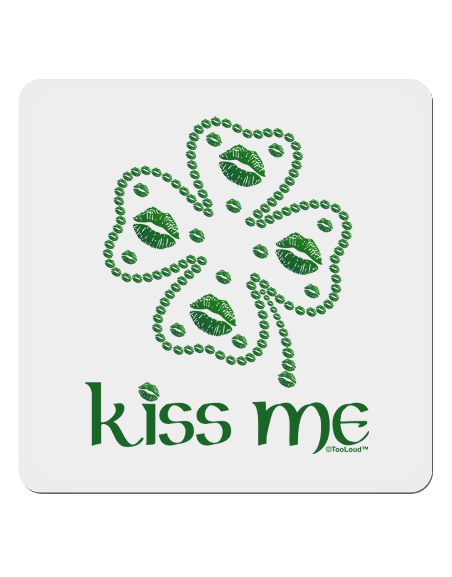 Kiss Me Clover 4x4" Square Sticker-Stickers-TooLoud-1-Davson Sales