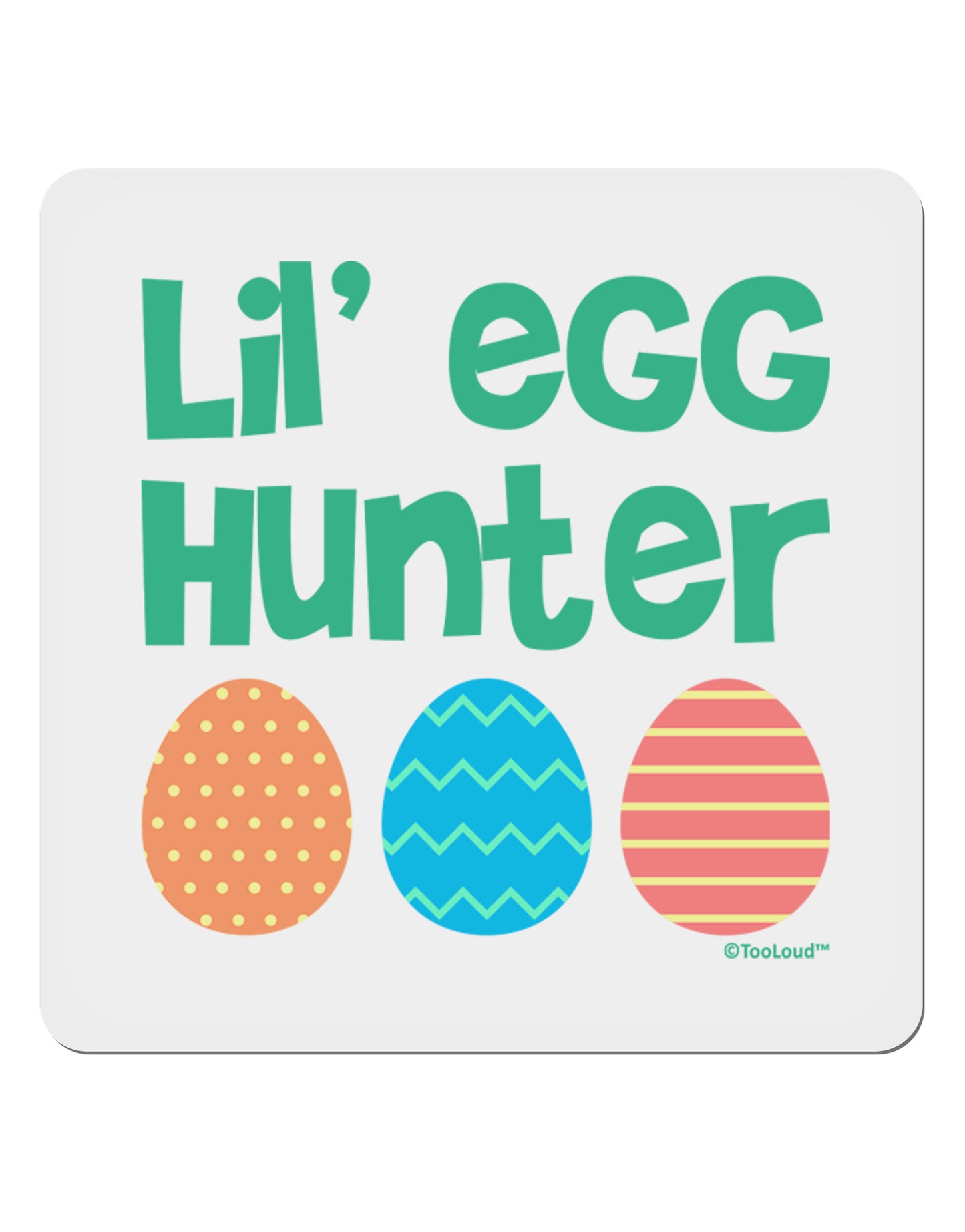 Lil' Egg Hunter - Easter - Green 4x4" Square Sticker 4 Pieces-Stickers-TooLoud-White-Davson Sales