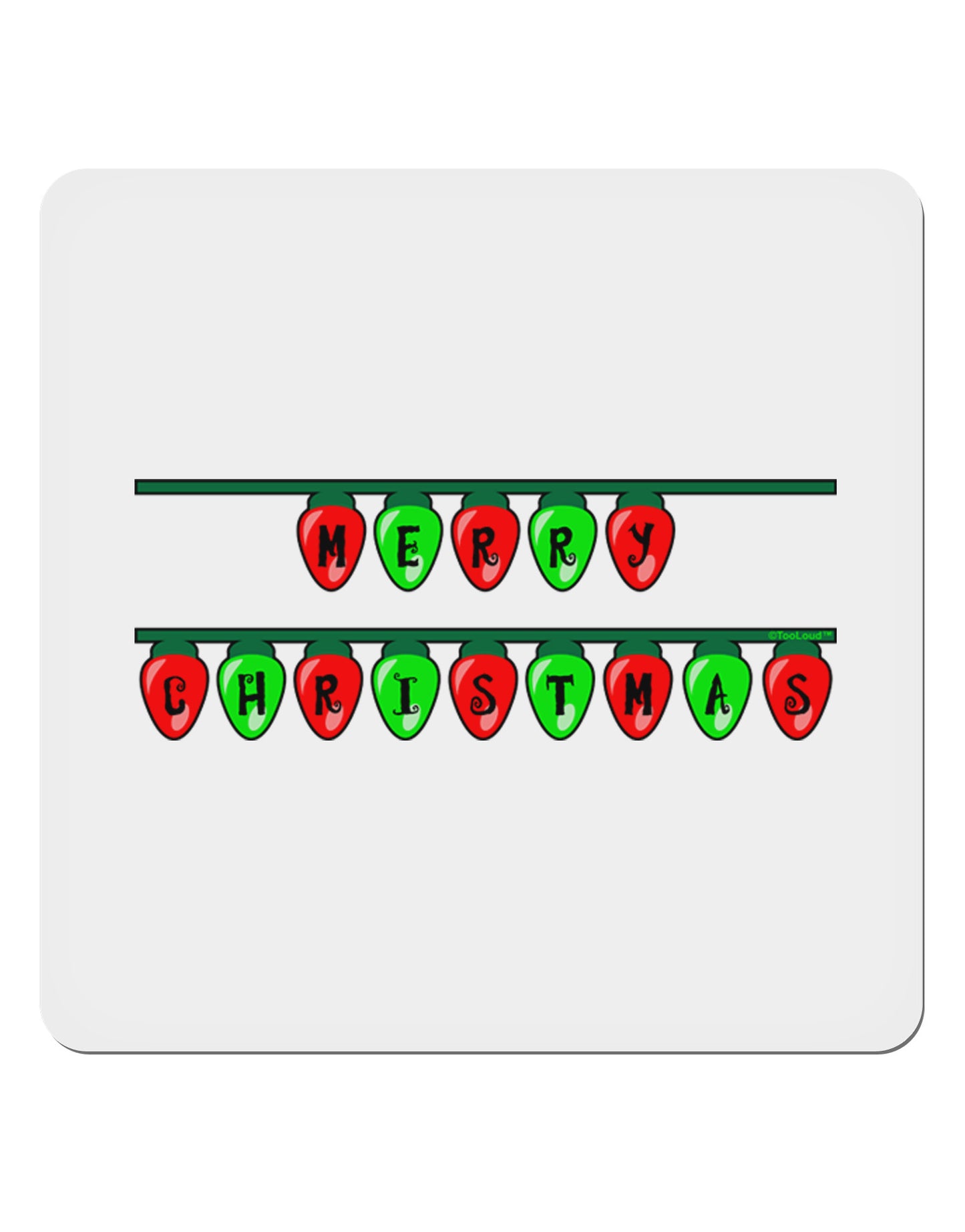 Merry Christmas Lights Red and Green 4x4" Square Sticker 4 Pieces-Stickers-TooLoud-White-Davson Sales