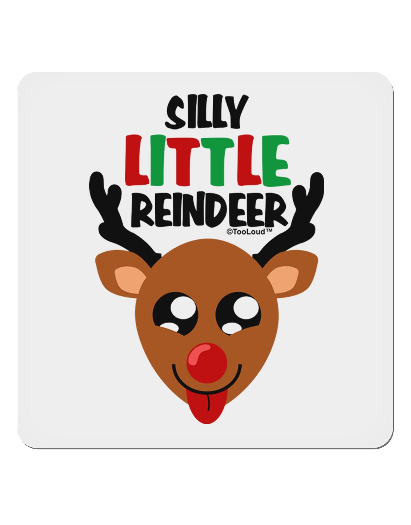 Silly Little Reindeer Matching Deer 4x4" Square Sticker-Stickers-TooLoud-1-Davson Sales