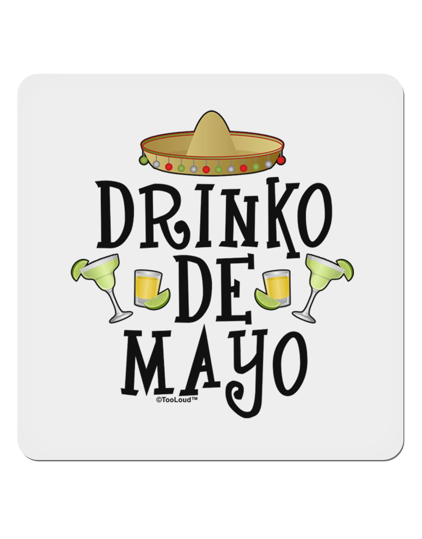 Drinko De Mayo 4x4" Square Sticker-Stickers-TooLoud-1-Davson Sales