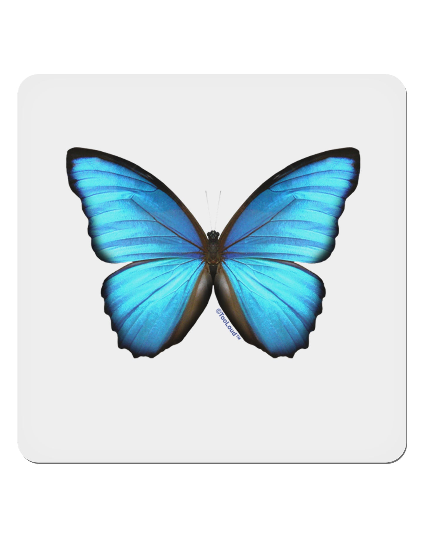 Big Blue Butterfly 4x4" Square Sticker-Stickers-TooLoud-1-Davson Sales