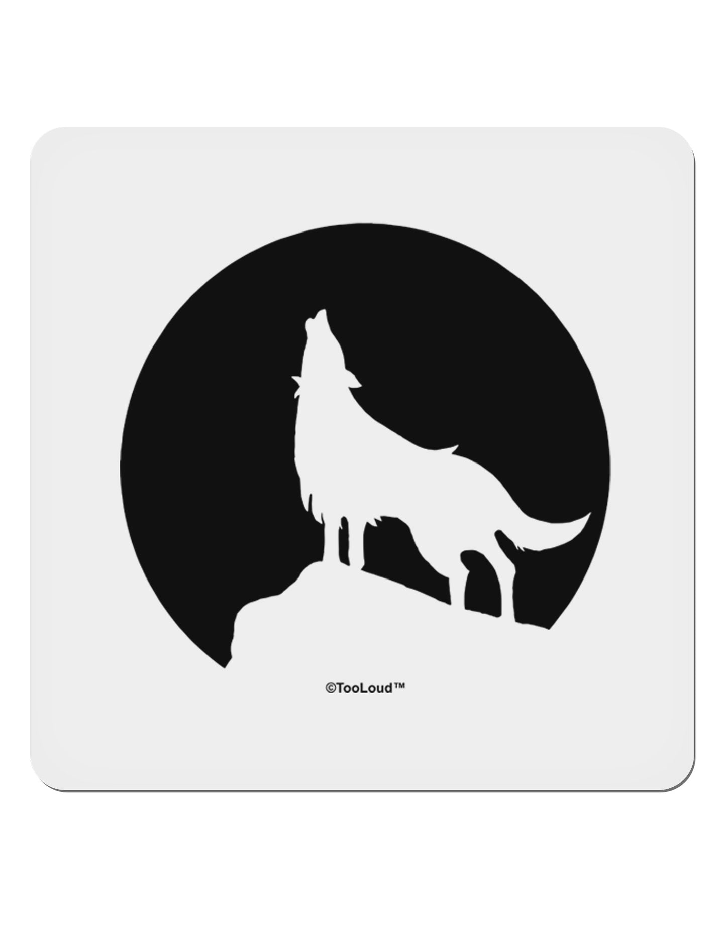 Wolf Howling at the Moon - Design #1 4x4" Square Sticker 4 Pieces-Stickers-TooLoud-White-Davson Sales