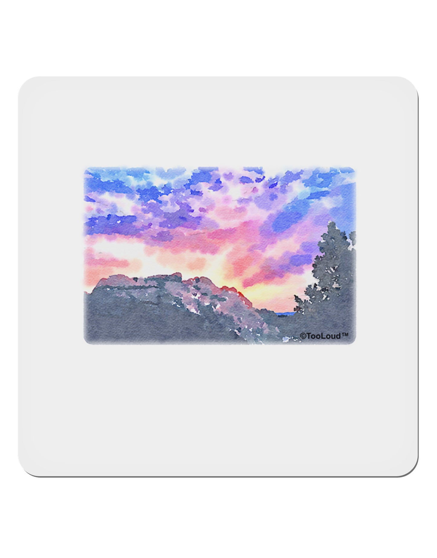 Colorado Rainbow Sunset Watercolor 4x4" Square Sticker-Stickers-TooLoud-1-Davson Sales