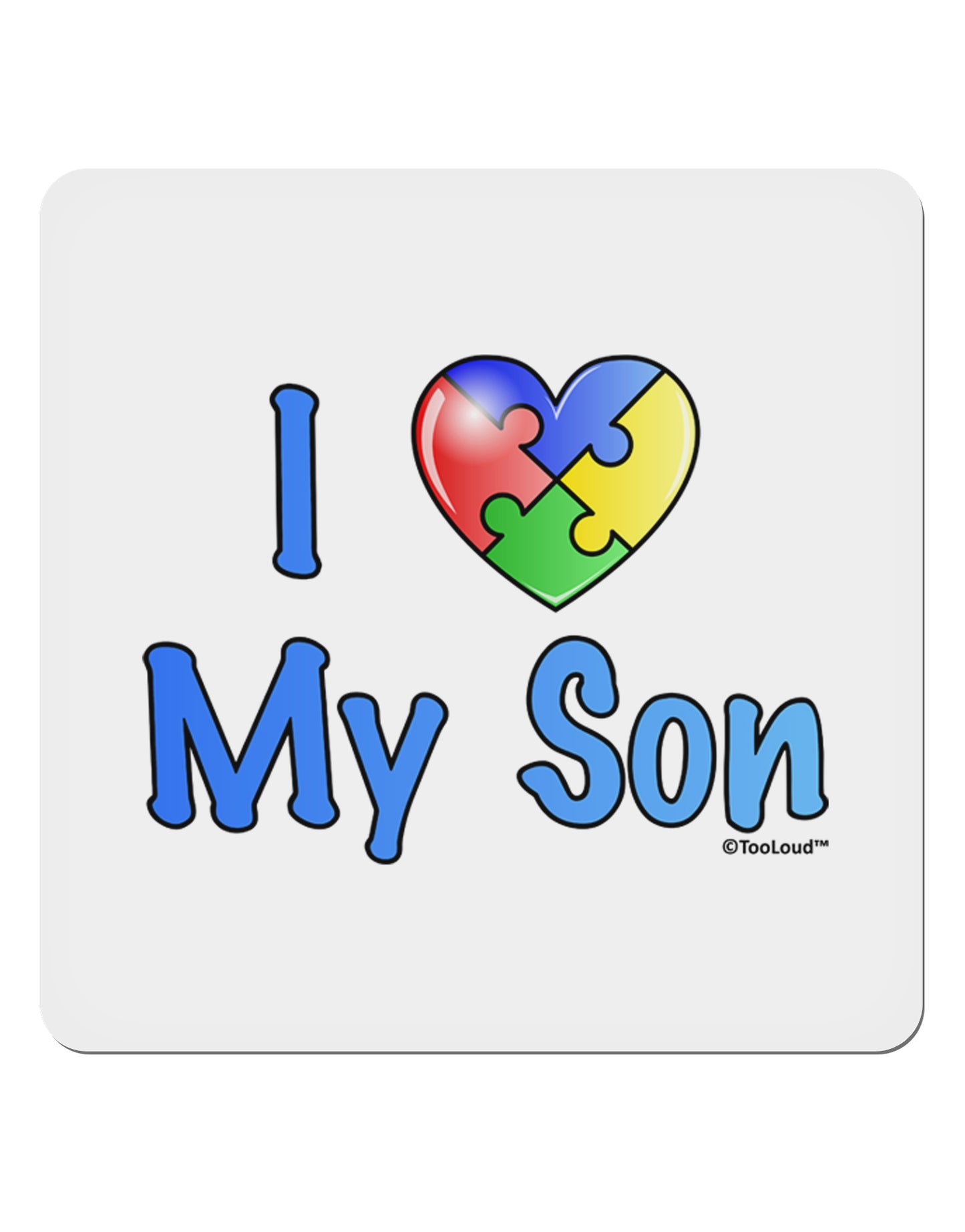 I Heart My Son - Autism Awareness 4x4" Square Sticker 4 Pieces-Stickers-TooLoud-White-Davson Sales