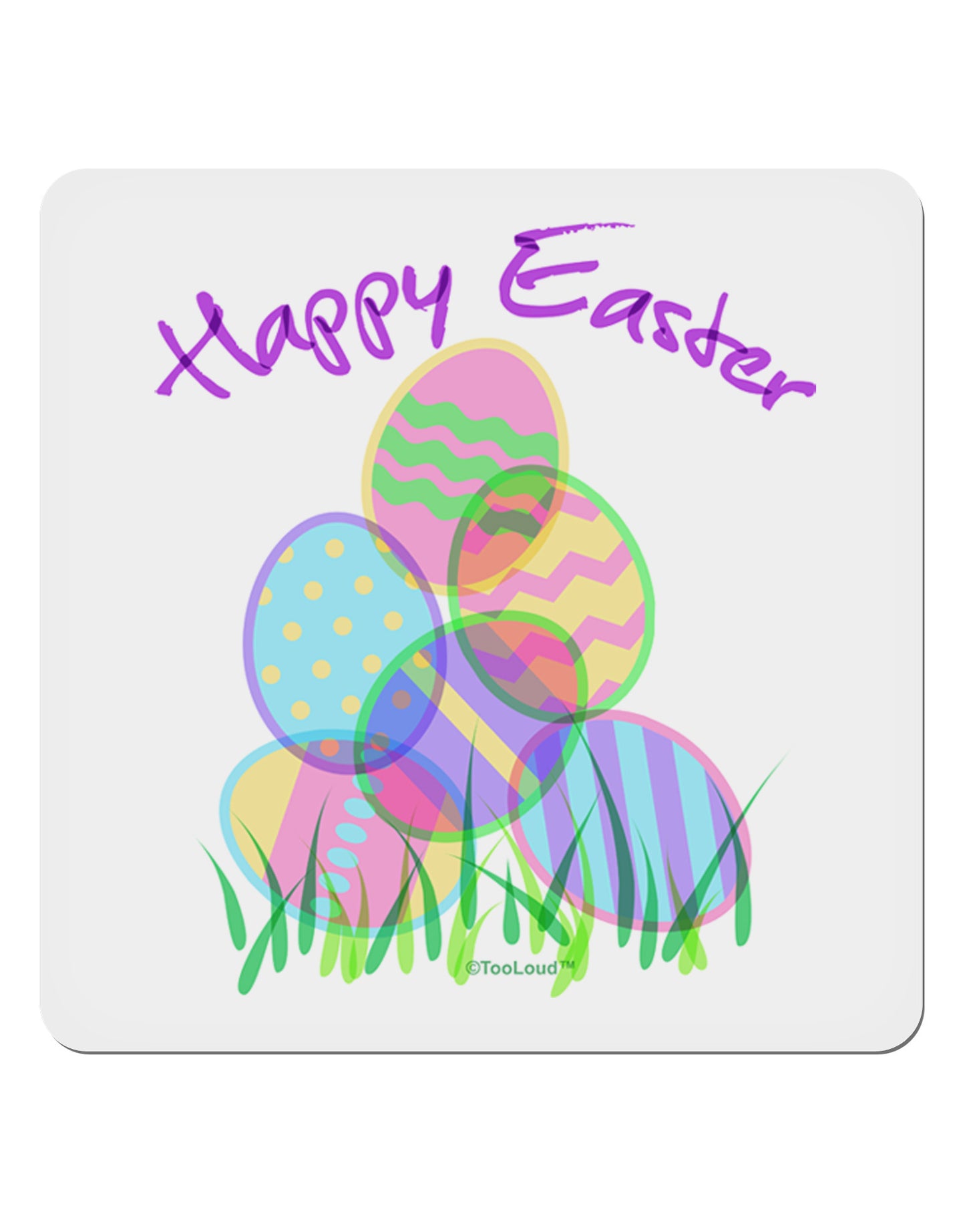 Happy Easter Gel Look Print 4x4" Square Sticker-Stickers-TooLoud-1-Davson Sales