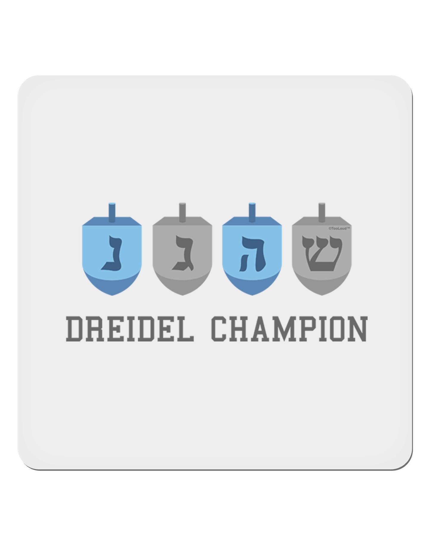Dreidel Champion Hanukkah 4x4" Square Sticker 4 Pieces-Stickers-TooLoud-White-Davson Sales