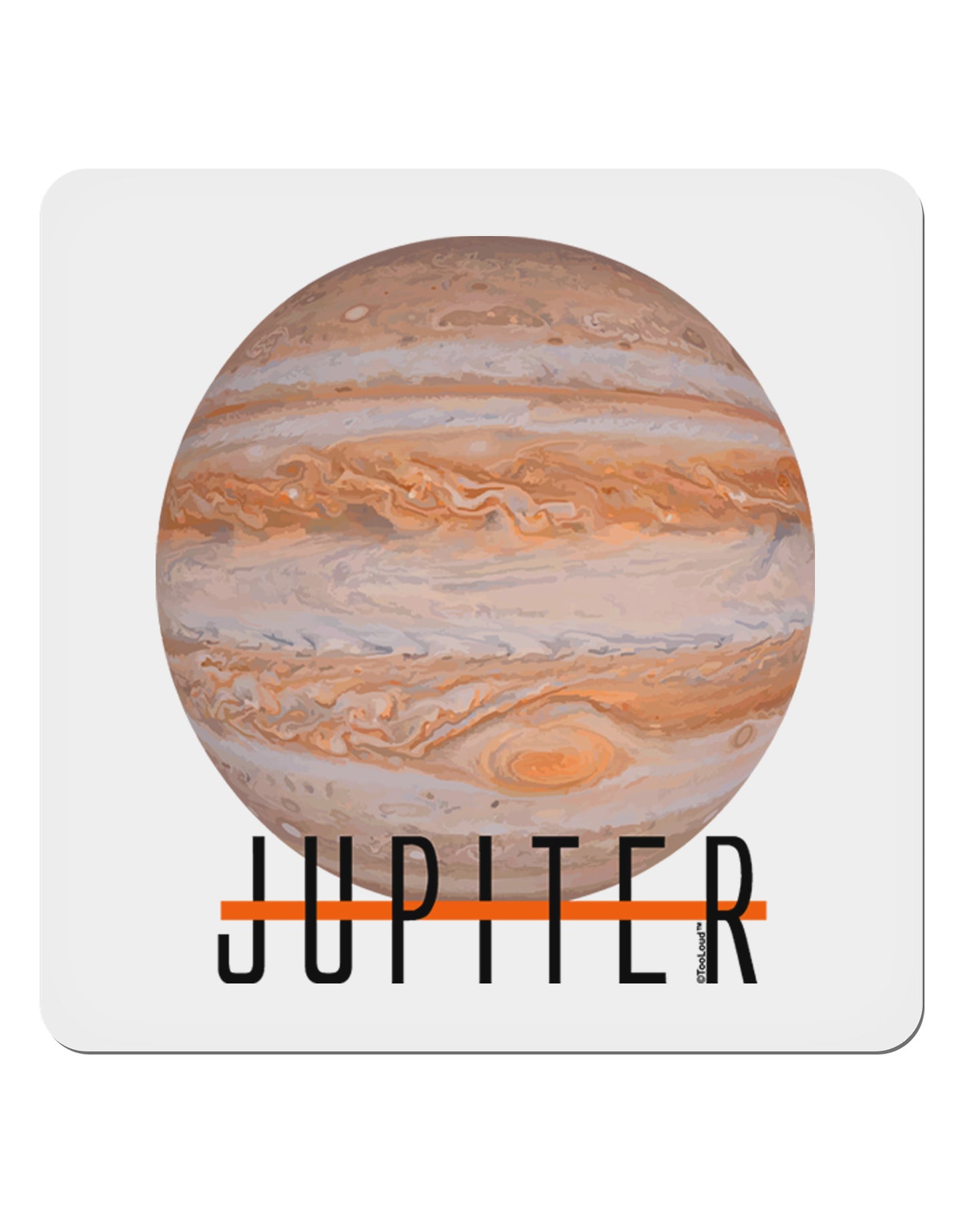 Planet Jupiter Earth Text 4x4" Square Sticker-Stickers-TooLoud-1-Davson Sales