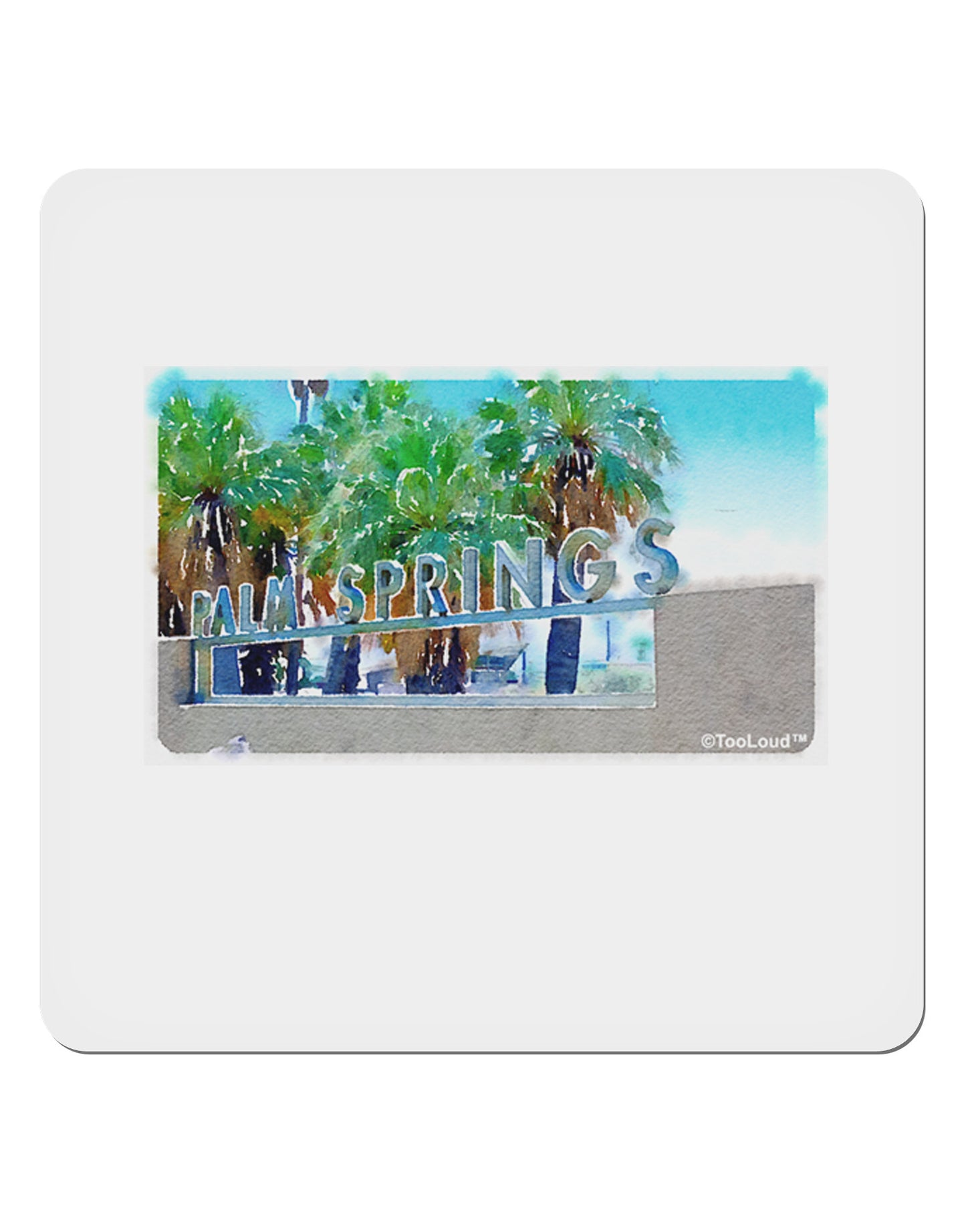 Palm Springs Watercolor 4x4" Square Sticker 4 Pieces-Stickers-TooLoud-White-Davson Sales