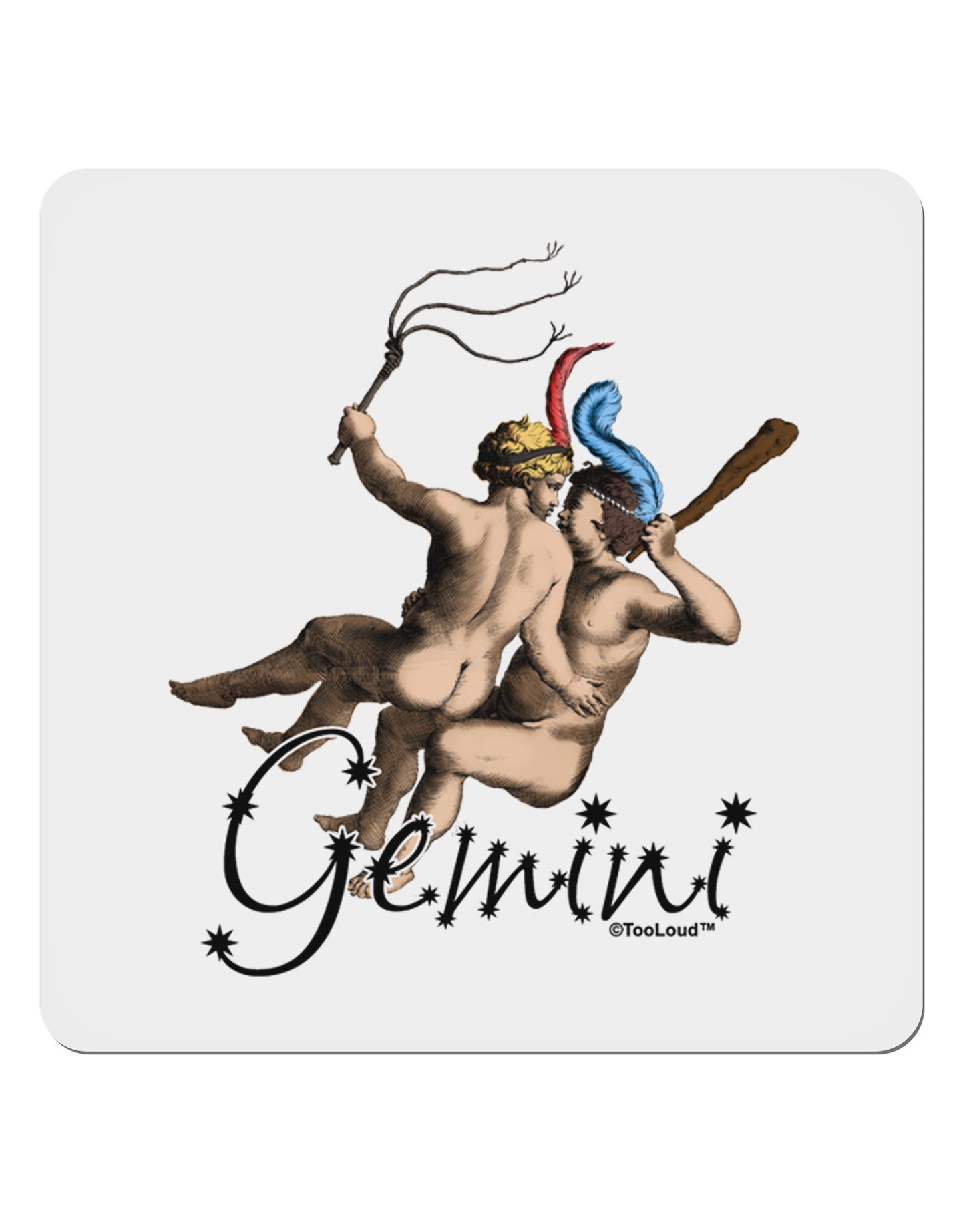 Gemini Illustration Color 4x4" Square Sticker 4 Pieces-Stickers-TooLoud-White-Davson Sales