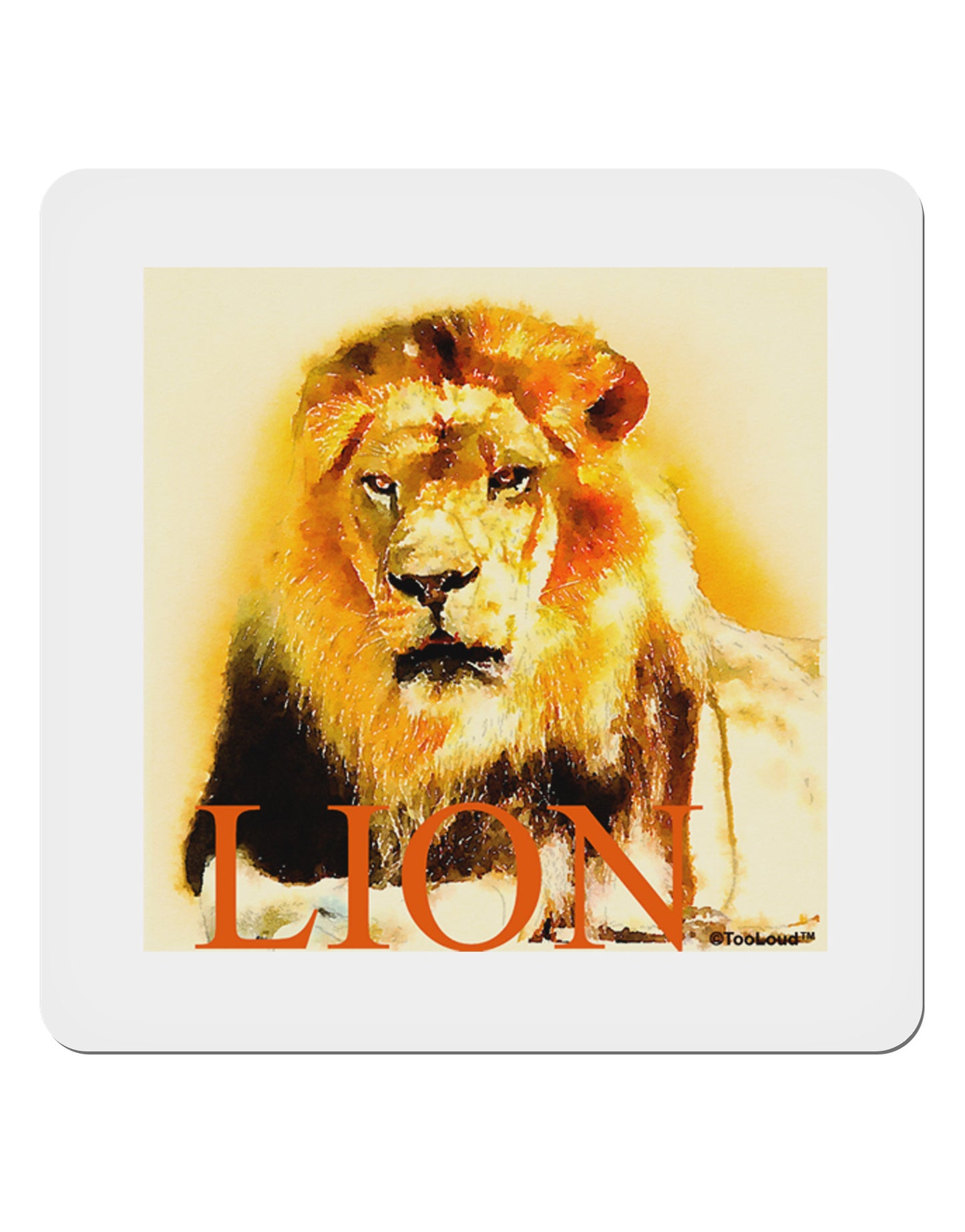 Lion Watercolor 4 Text 4x4" Square Sticker 4 Pieces-Stickers-TooLoud-White-Davson Sales