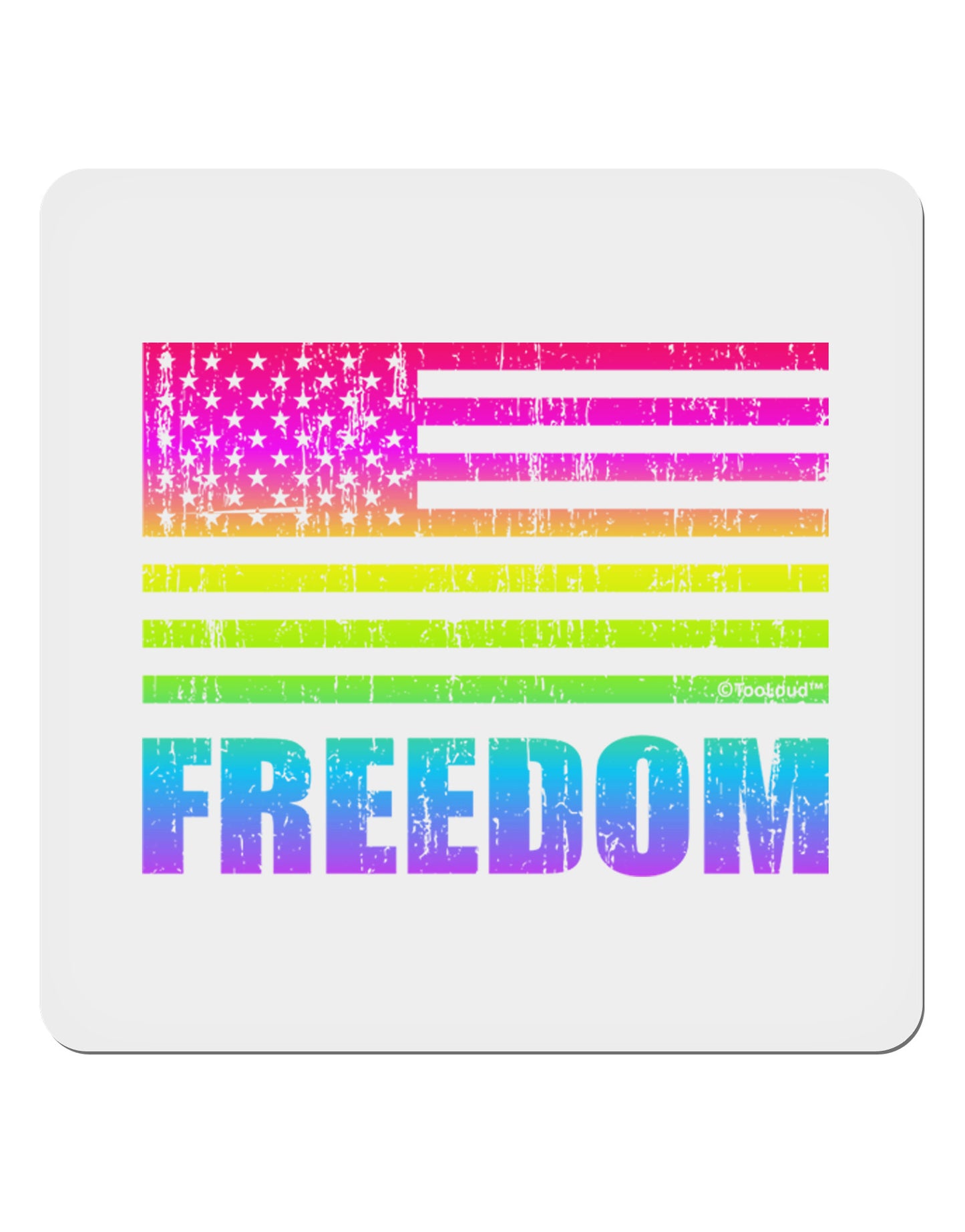 American Pride - Rainbow Flag - Freedom 4x4" Square Sticker 4 Pieces-Stickers-TooLoud-White-Davson Sales