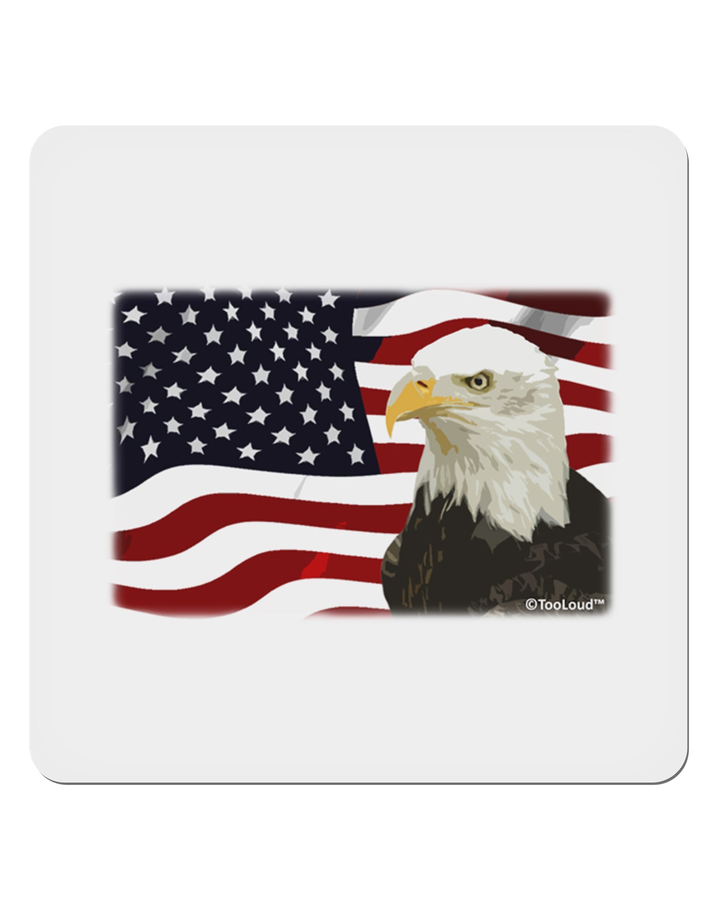 Patriotic USA Flag with Bald Eagle 4x4" Square Sticker 4 Pieces-Stickers-TooLoud-White-Davson Sales