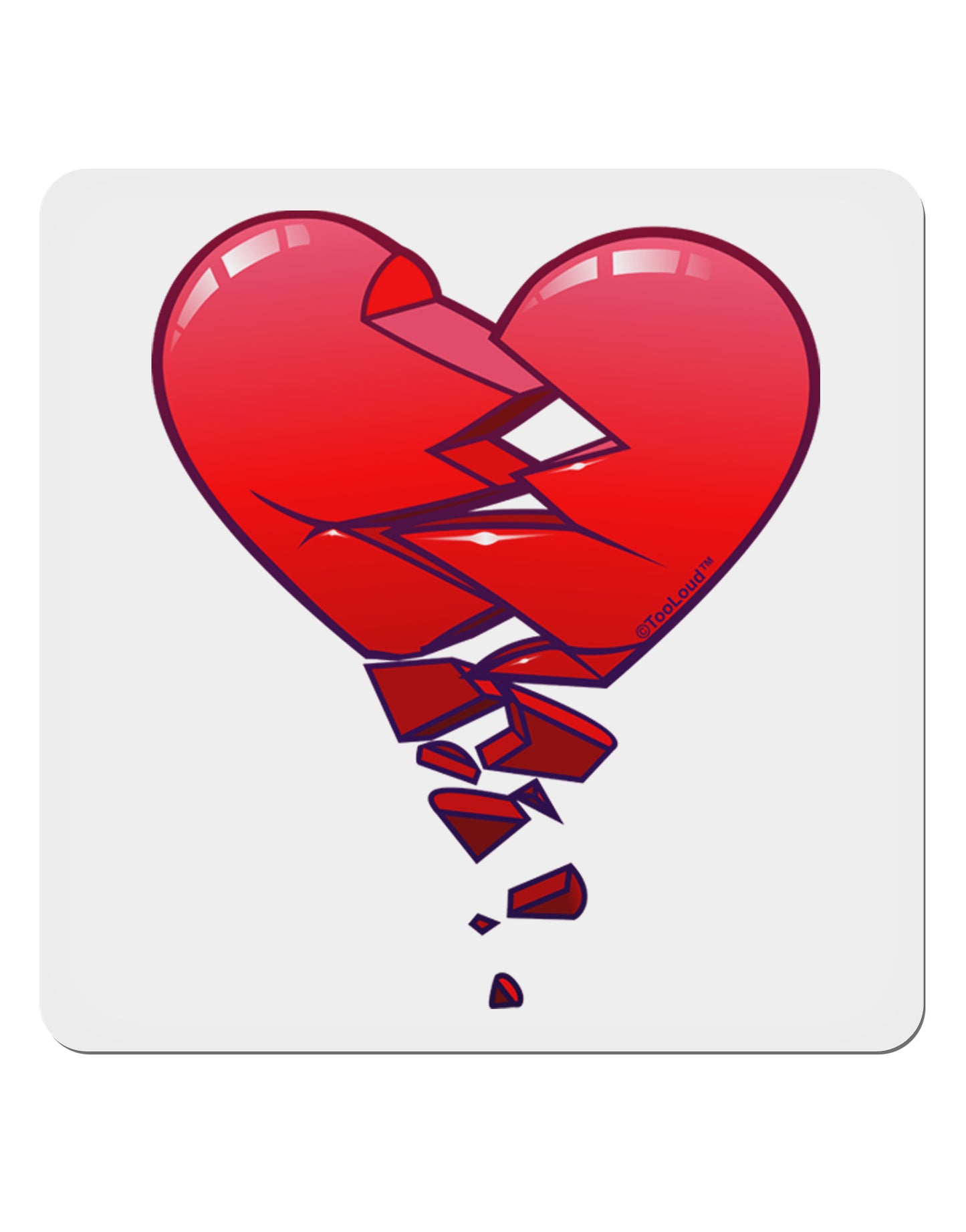 Crumbling Broken Heart 4x4" Square Sticker-Stickers-TooLoud-1-Davson Sales