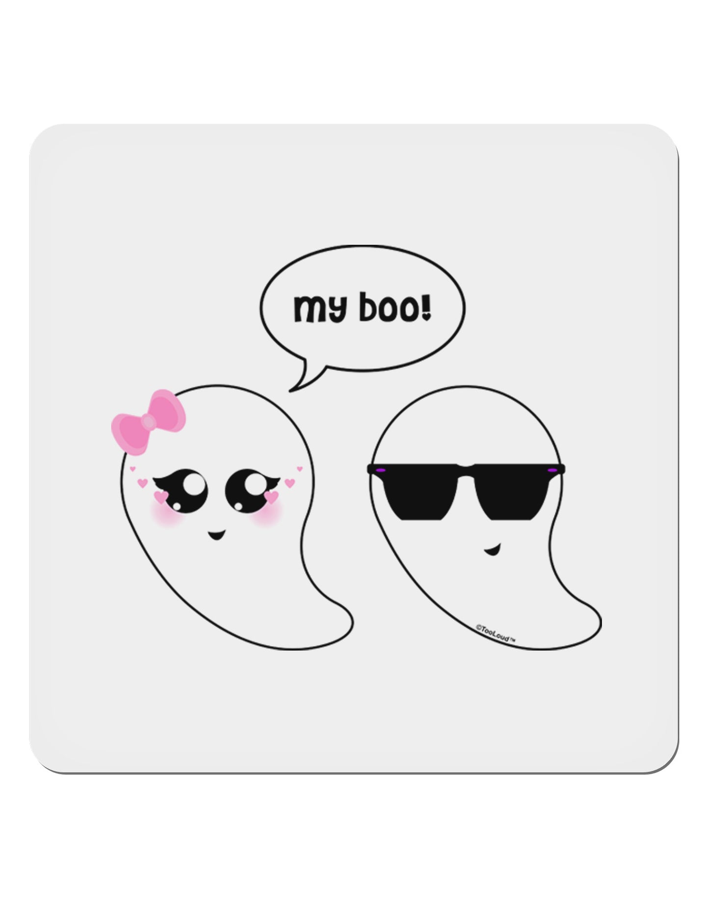 Cute Ghost Couple My Boo Halloween 4x4" Square Sticker 4 Pieces-Stickers-TooLoud-White-Davson Sales