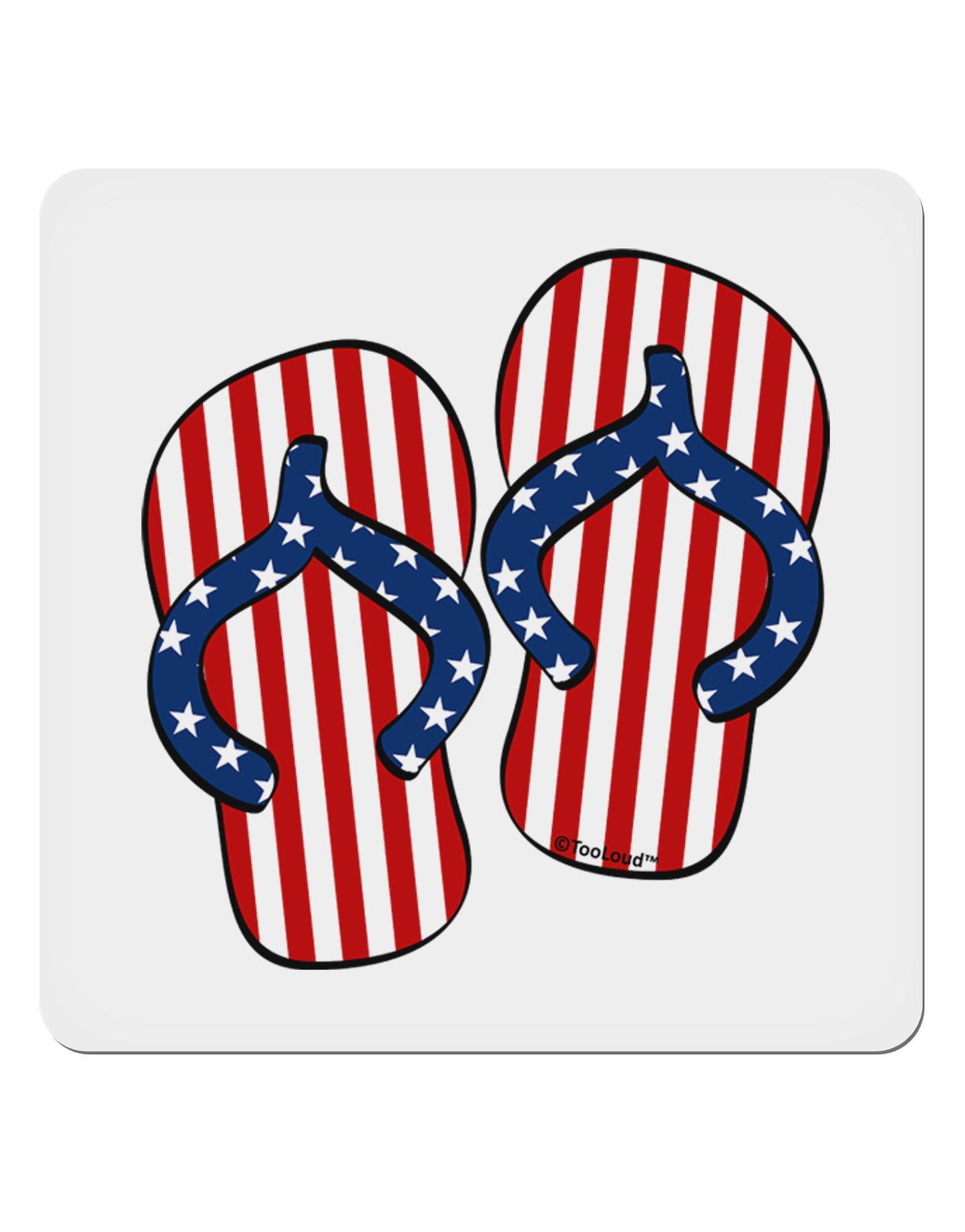 Stars and Stripes Flip Flops 4x4" Square Sticker 4 Pieces-Stickers-TooLoud-White-Davson Sales
