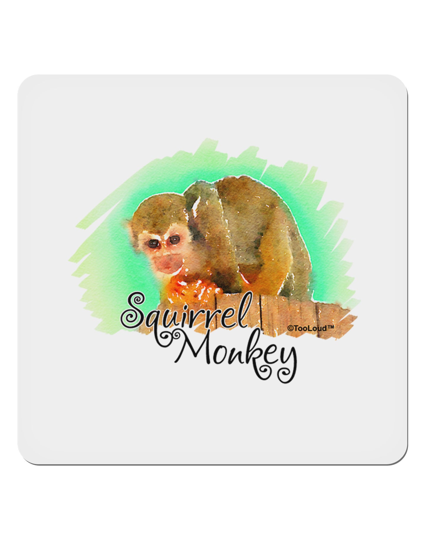 Squirrel Monkey Watercolor Text 4x4" Square Sticker 4 Pieces-Stickers-TooLoud-White-Davson Sales