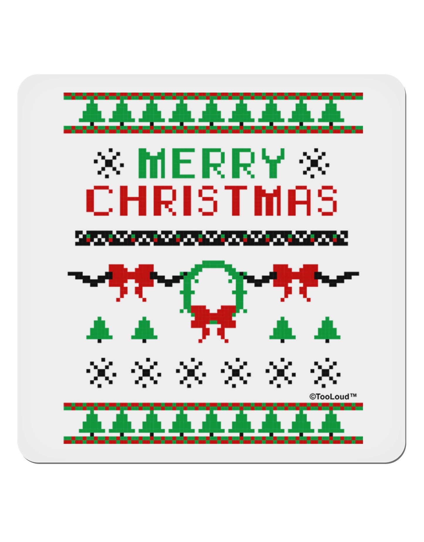 Merry Christmas Ugly Christmas Sweater 4x4" Square Sticker-Stickers-TooLoud-1-Davson Sales