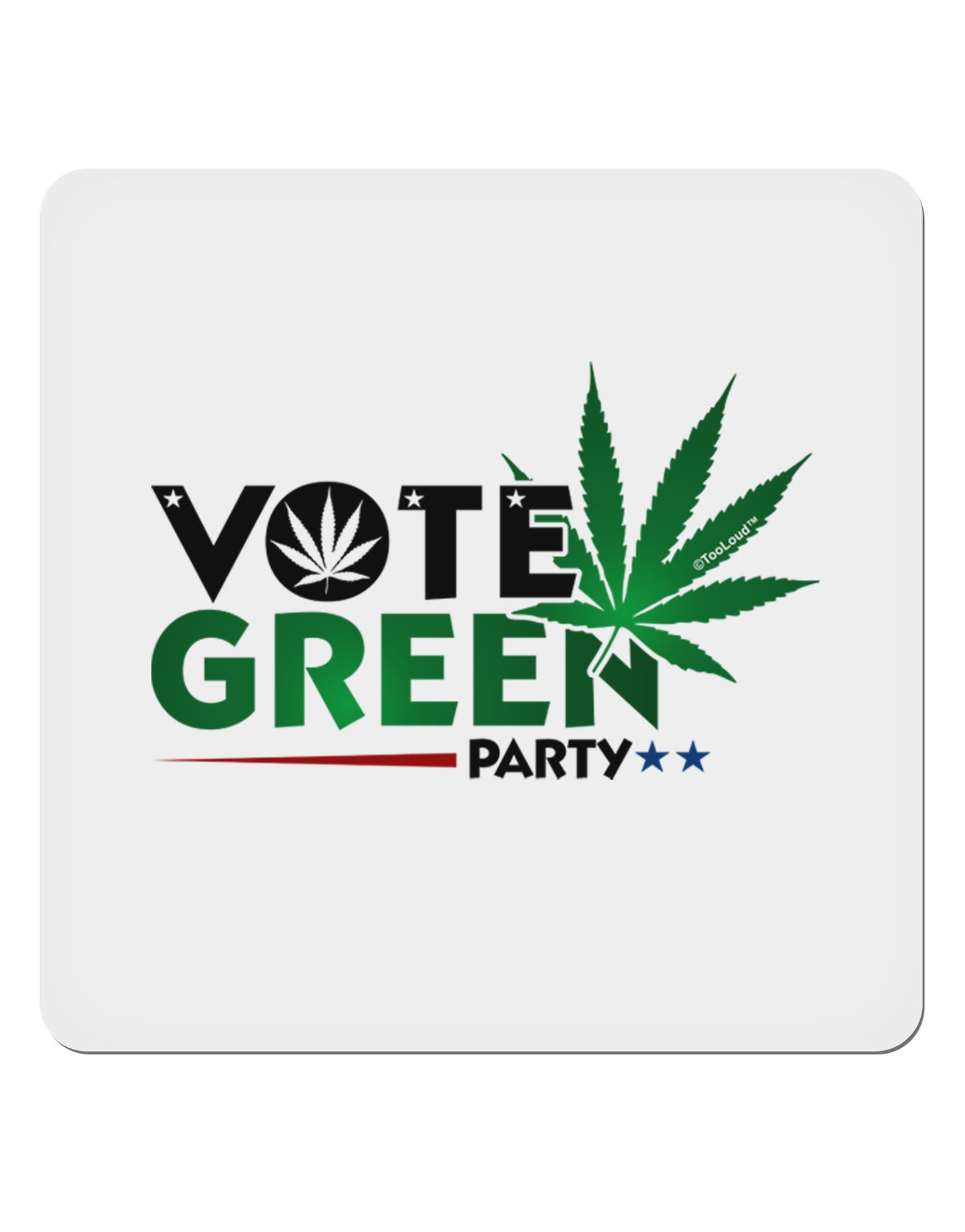 Vote Green Party - Marijuana 4x4" Square Sticker-Stickers-TooLoud-1-Davson Sales