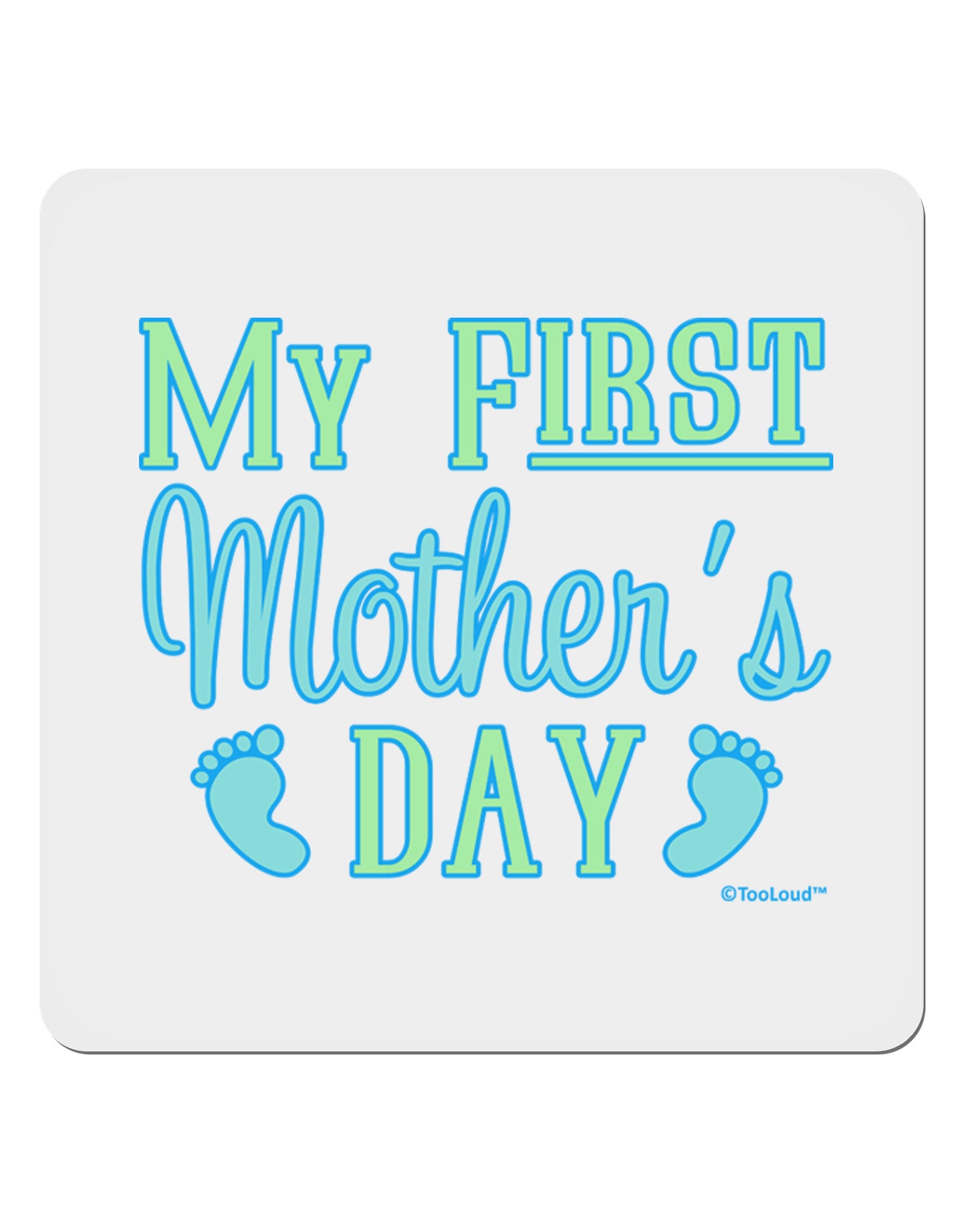 My First Mother's Day - Baby Feet - Blue 4x4" Square Sticker 4 Pieces-Stickers-TooLoud-White-Davson Sales