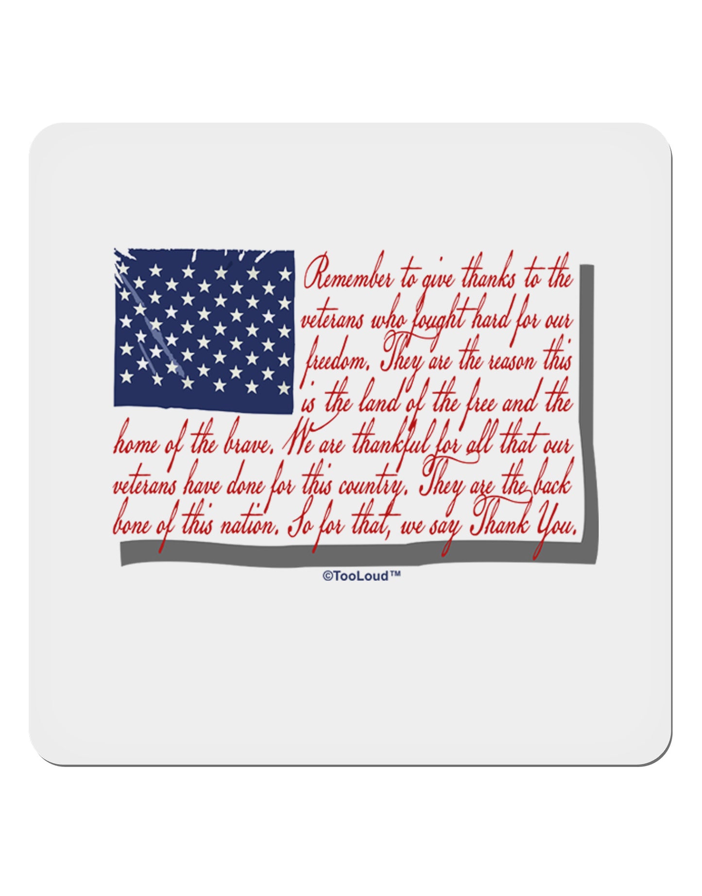 Veterans Scripted Flag 4x4" Square Sticker 4 Pieces-Stickers-TooLoud-White-Davson Sales
