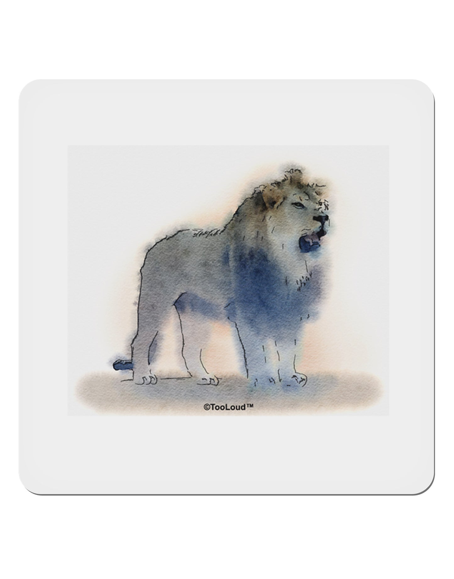 Lion Watercolor B 4x4" Square Sticker 4 Pieces-Stickers-TooLoud-White-Davson Sales