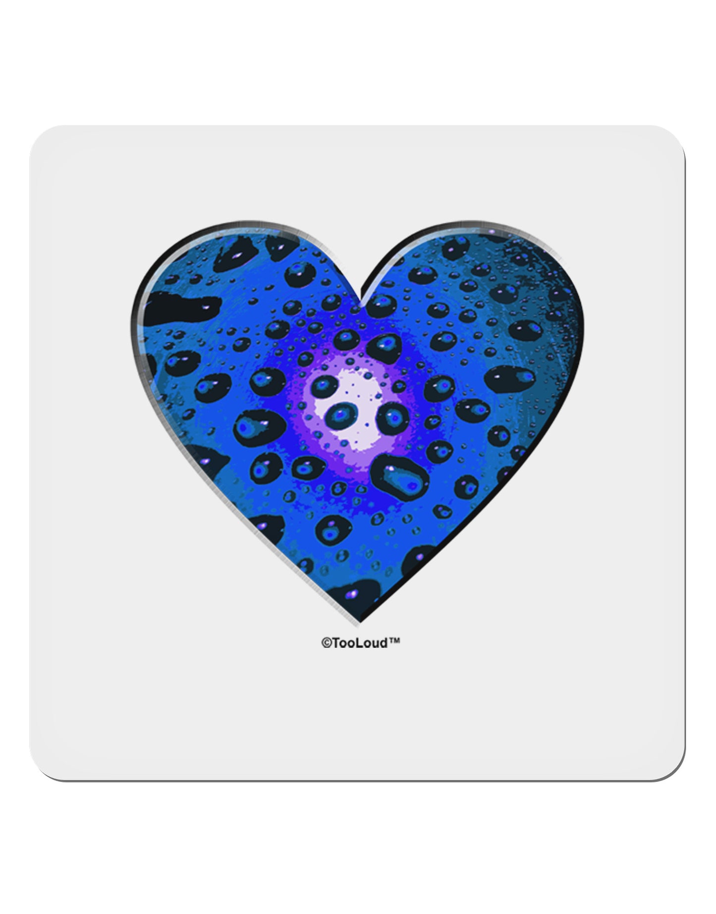 Water Droplet Heart Blue 4x4" Square Sticker 4 Pieces-Stickers-TooLoud-White-Davson Sales