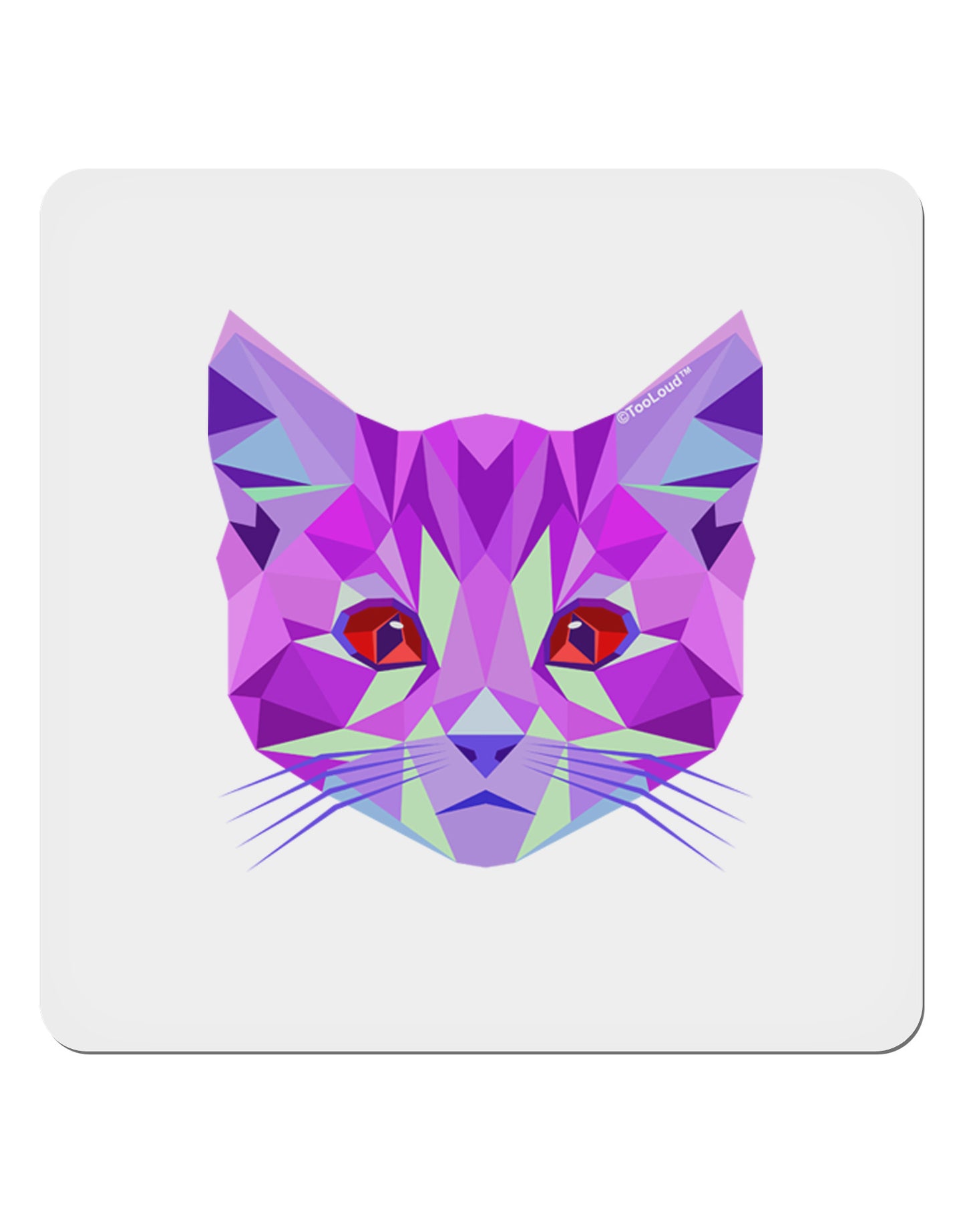 Geometric Kitty Purple 4x4" Square Sticker-Stickers-TooLoud-1-Davson Sales