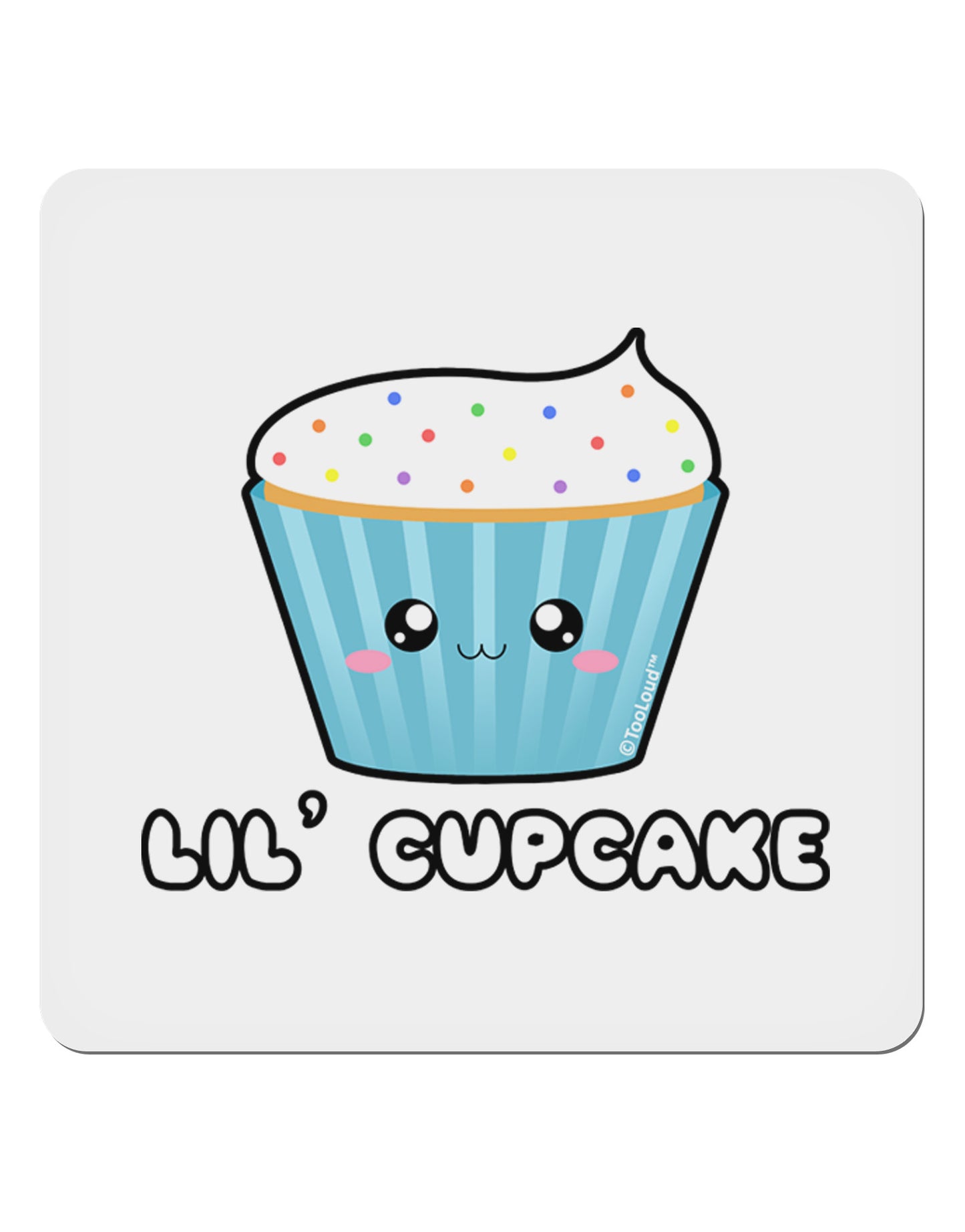 Cute Cupcake with Sprinkles - Lil Cupcake 4x4" Square Sticker 4 Pieces-Stickers-TooLoud-White-Davson Sales