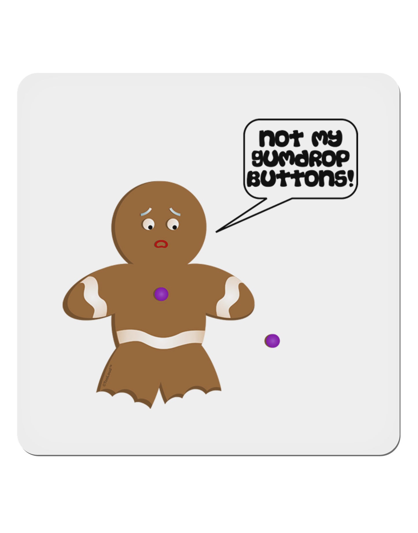 Not My Gumdrop Buttons Gingerbread Man Christmas 4x4" Square Sticker 4 Pieces-Stickers-TooLoud-White-Davson Sales