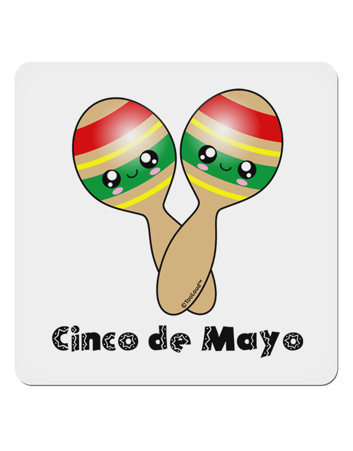 Cute Maracas Design - Cinco de Mayo 4x4" Square Sticker 4 Pieces-Stickers-TooLoud-White-Davson Sales