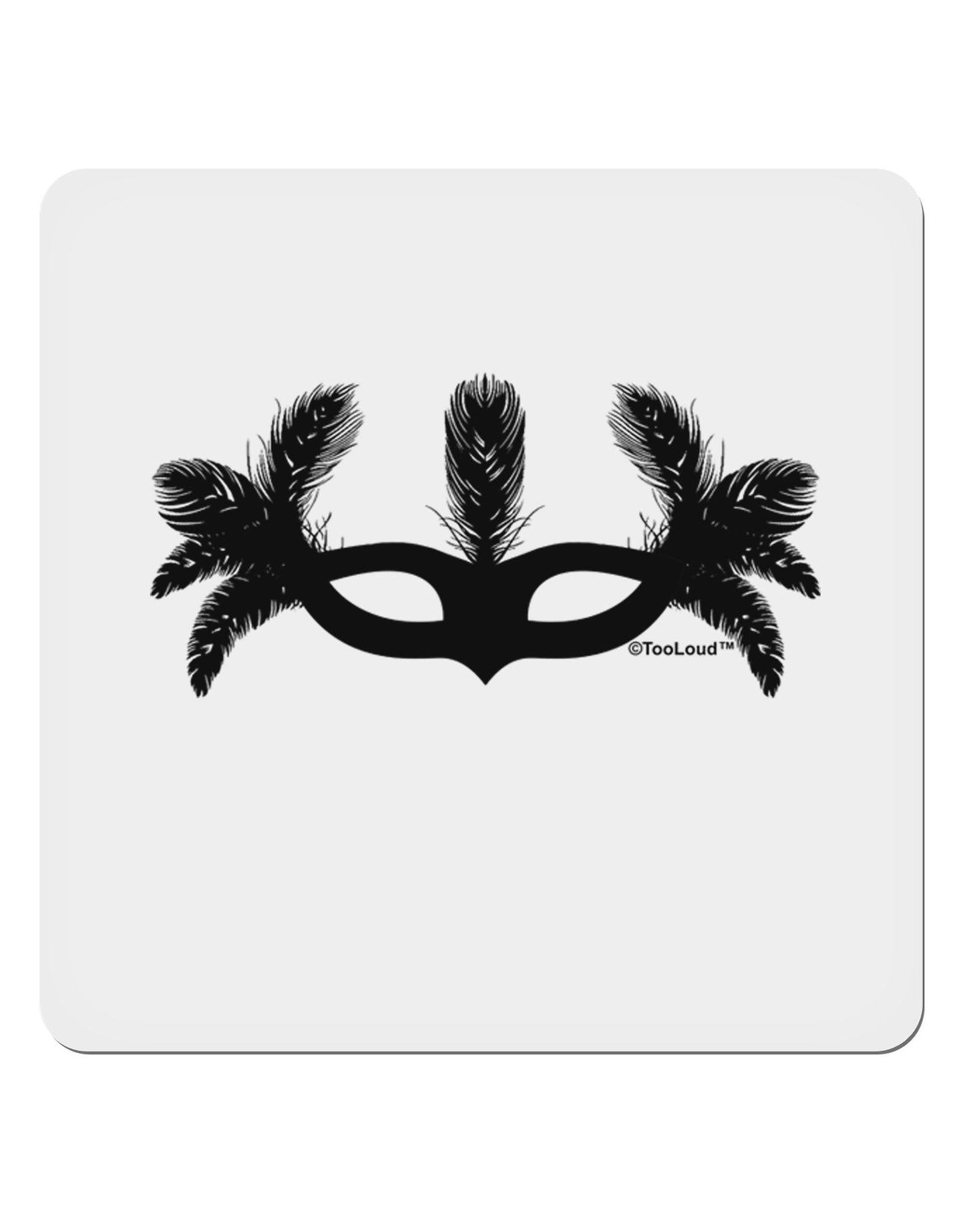Masquerade Mask Silhouette 4x4" Square Sticker 4 Pieces-Stickers-TooLoud-White-Davson Sales