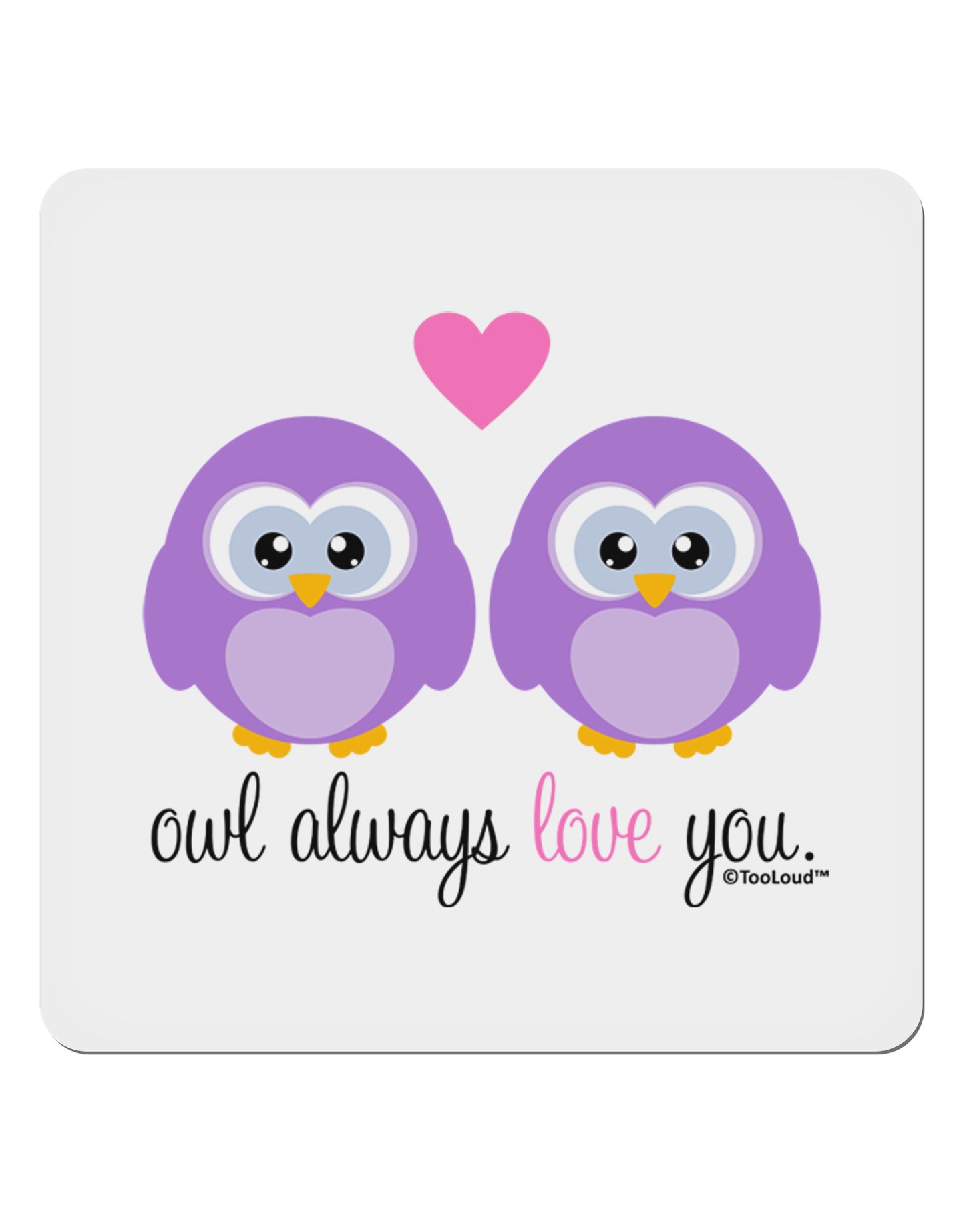 Owl Always Love You - Purple Owls 4x4" Square Sticker 4 Pieces-Stickers-TooLoud-White-Davson Sales