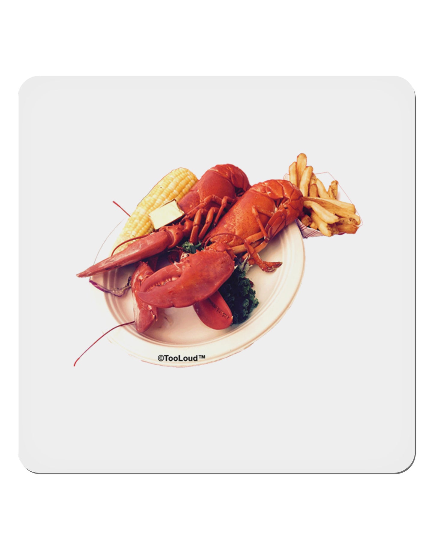Lobster Plate 4x4" Square Sticker 4 Pieces-Stickers-TooLoud-White-Davson Sales