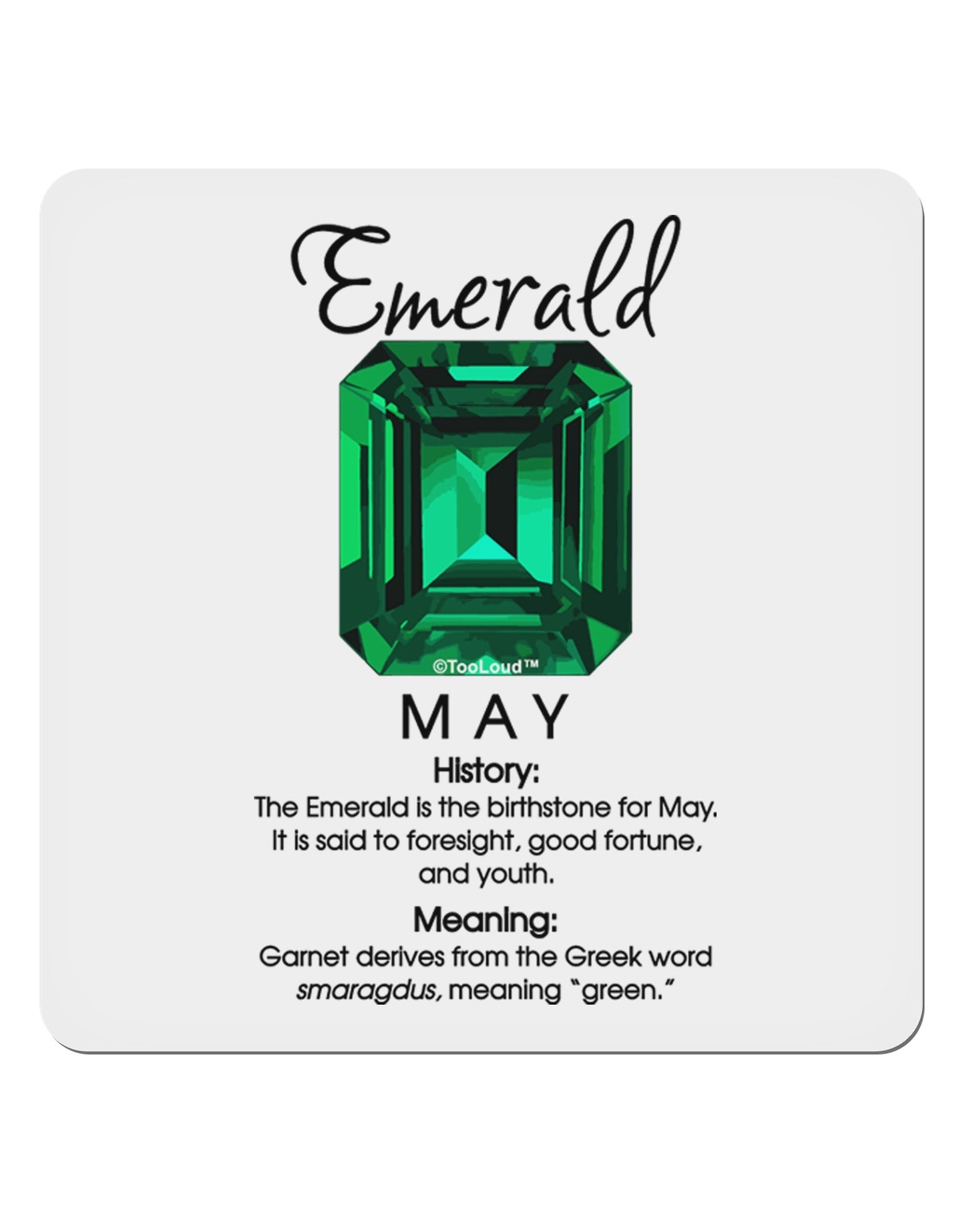 Birthstone Emerald 4x4" Square Sticker-Stickers-TooLoud-1-Davson Sales