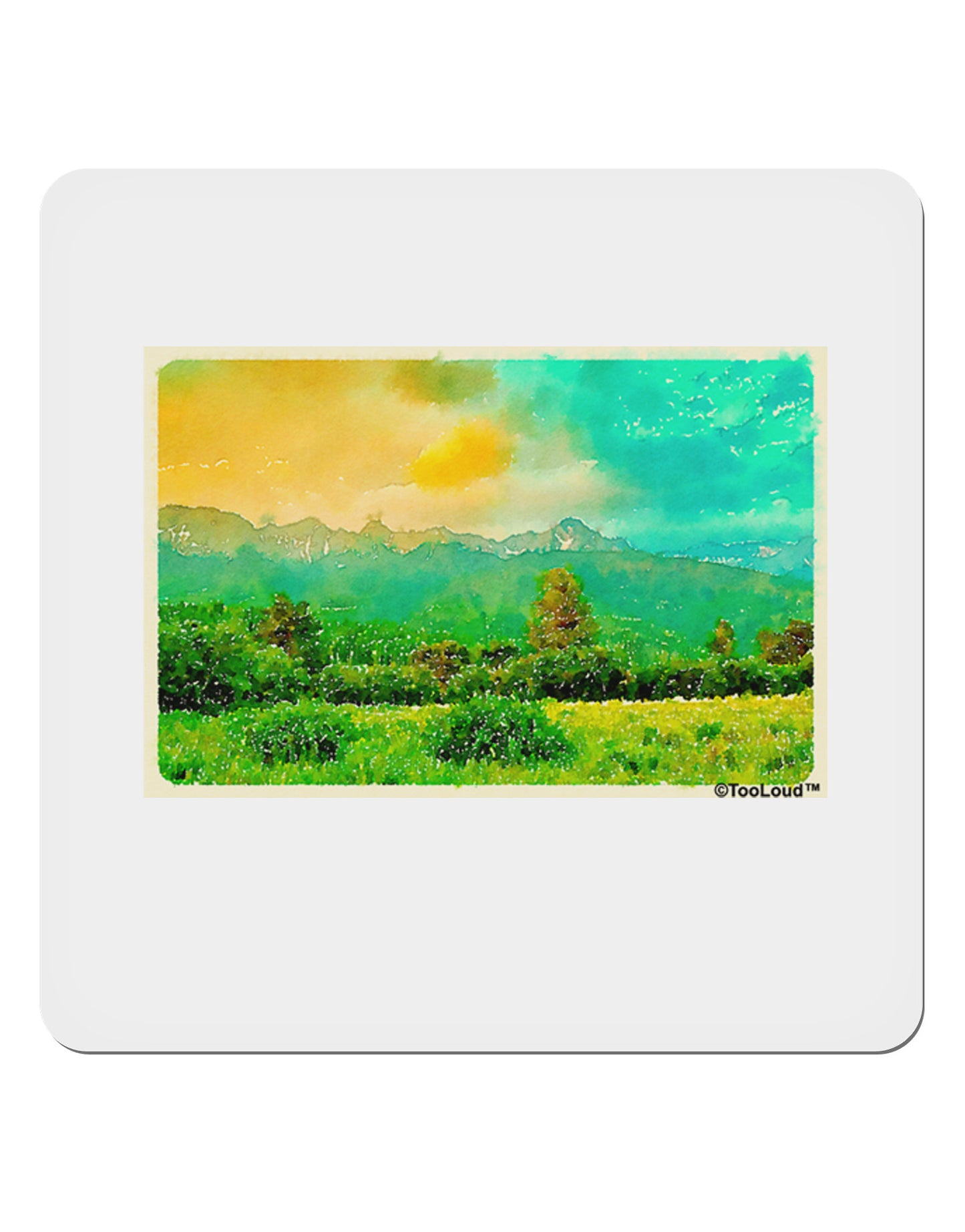 Mountain Sunset Watercolor 4x4" Square Sticker 4 Pieces-Stickers-TooLoud-White-Davson Sales